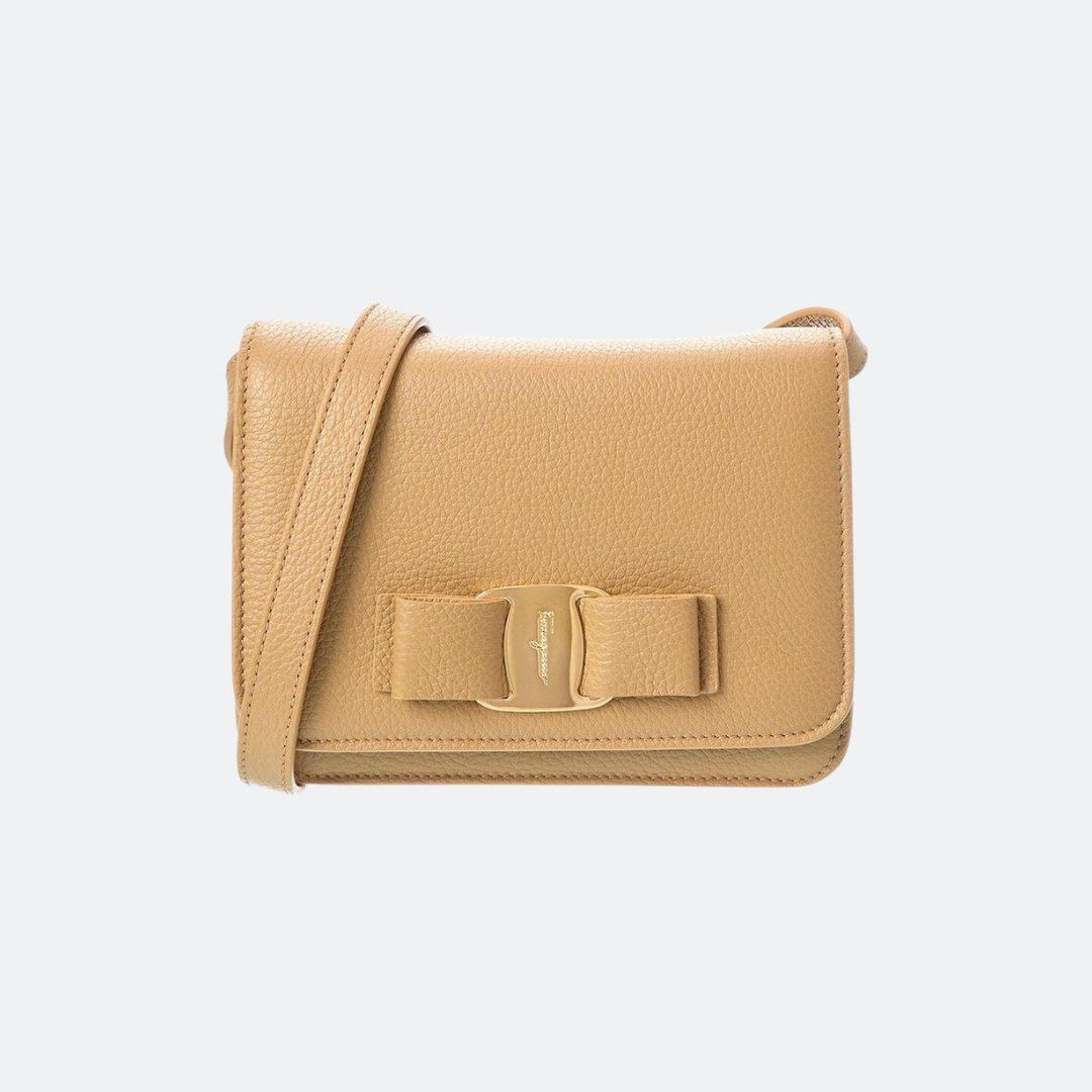Ferragamo Vara Bow Camel Mini Shoulder / Crossbody Bag