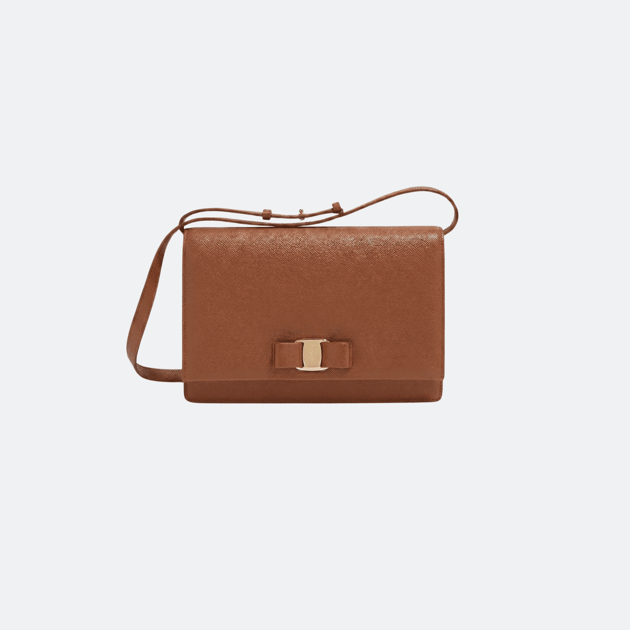 Ferragamo Vara Bow Medium Shoulder Bag - Camel