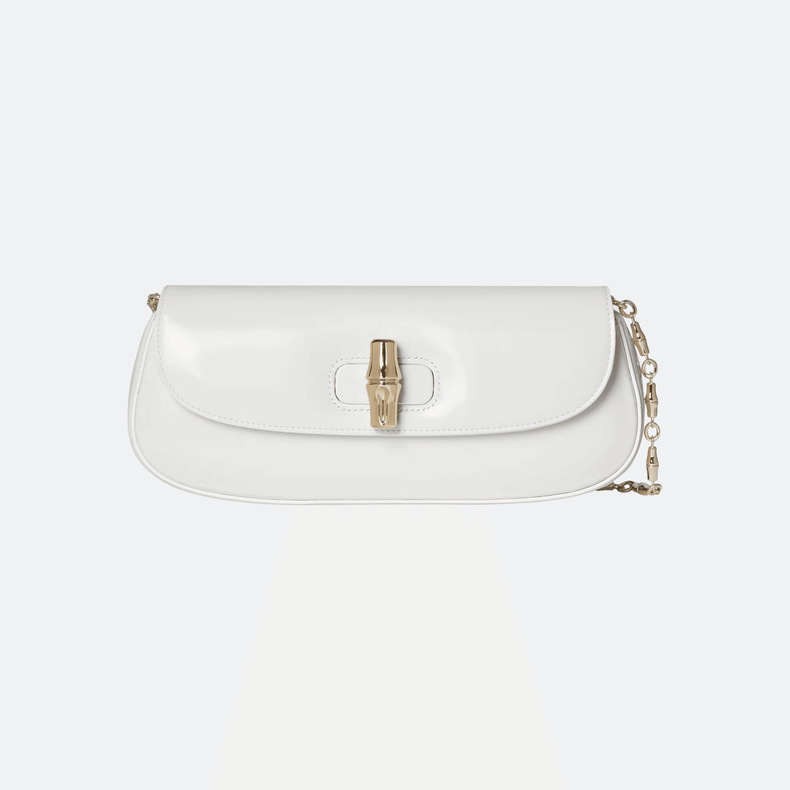 Gucci Bamboo White Patent Leather Clutch