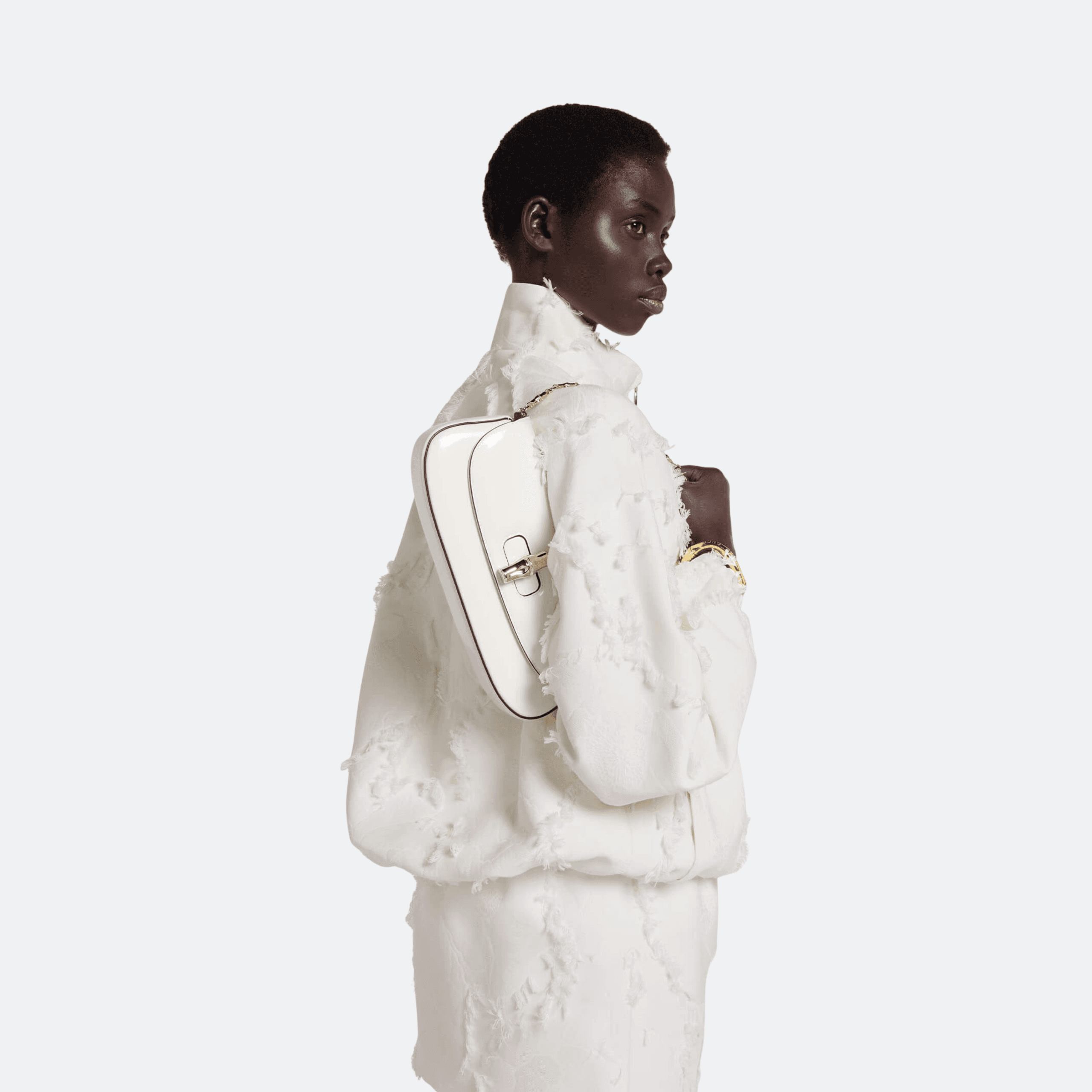 Gucci Bamboo White Patent Leather Clutch alternate