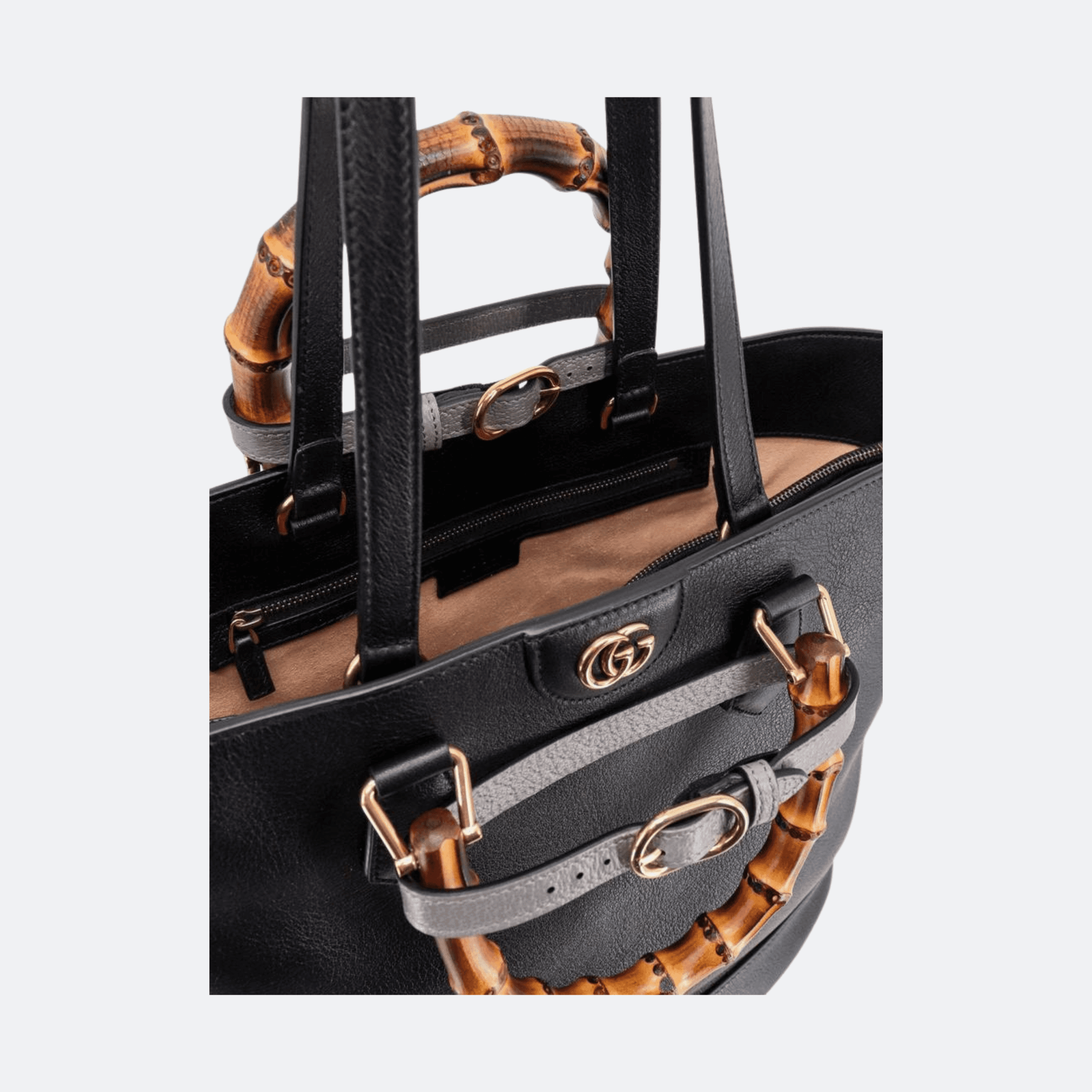 Gucci Diana Medium Leather Tote Bag with Bamboo Handles - Black alternate