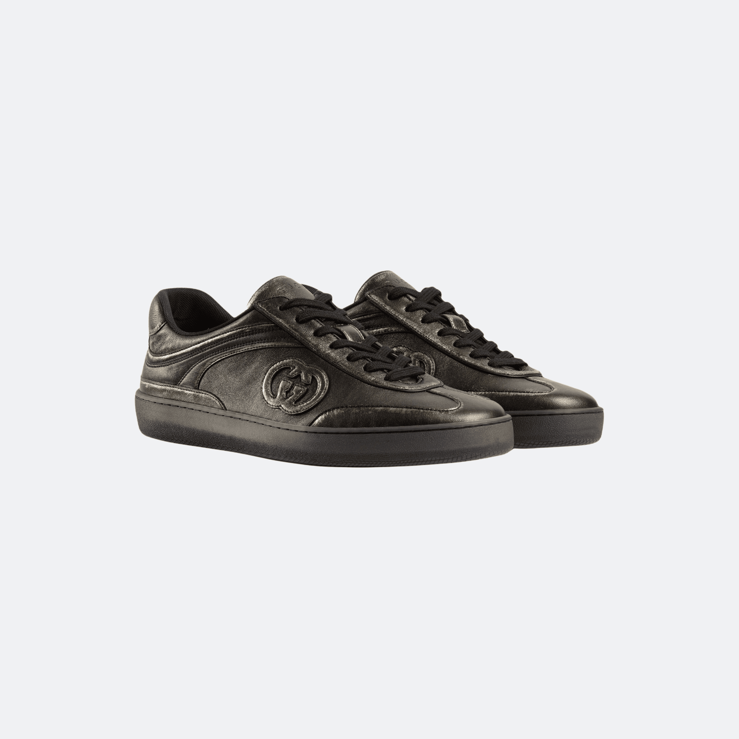Gucci G75 Leather Sneakers For Men - Black/Bronze alternate