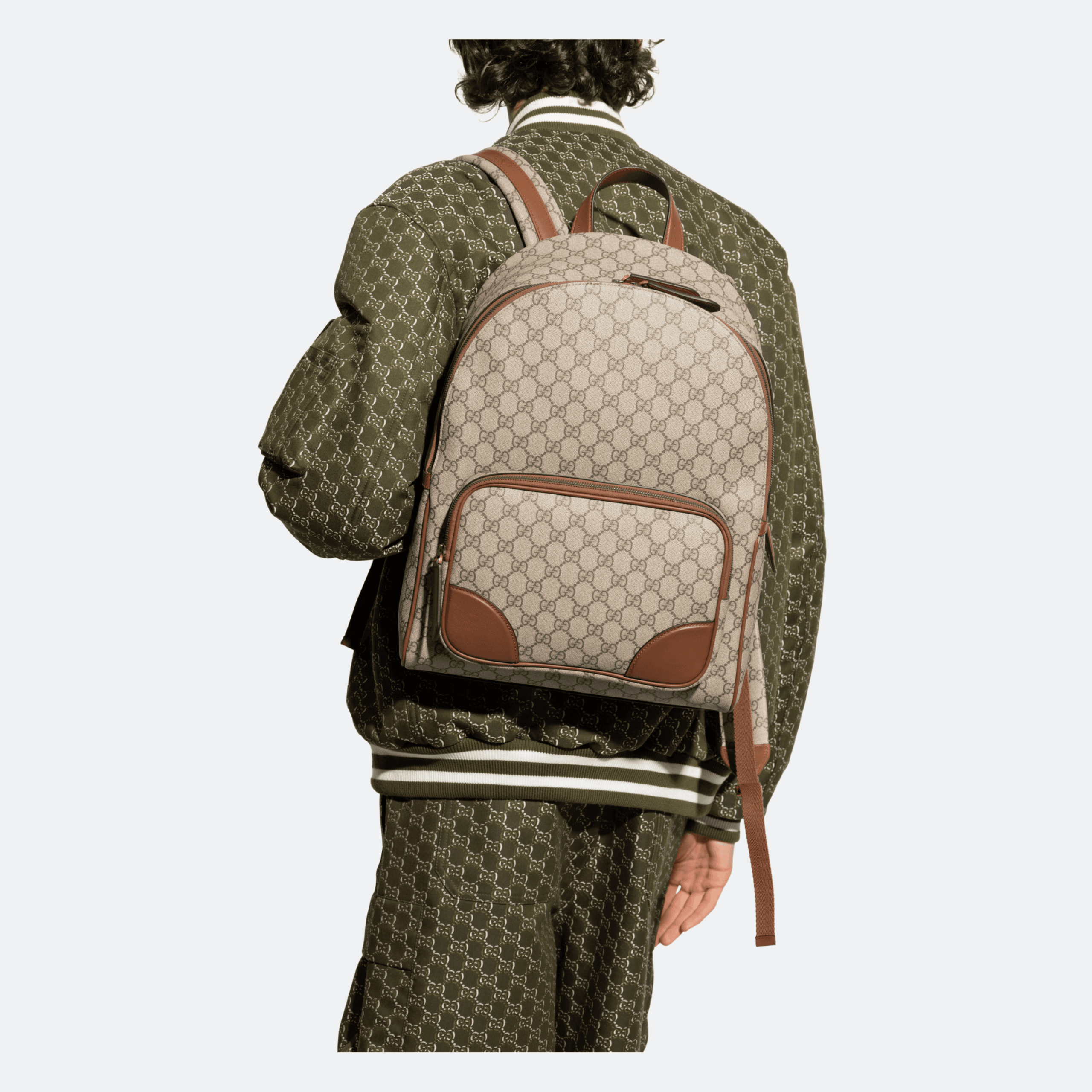 Gucci GG Emblem Beige-Brown Canvas Unisex Backpack alternate