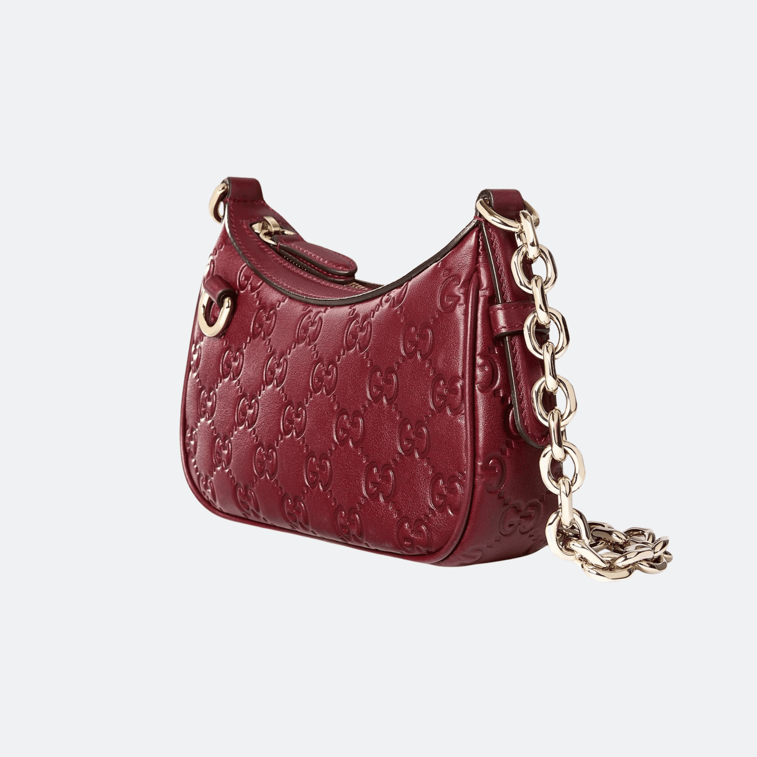 Gucci GG Emblem Mini Leather Shoulder Bag - Burgundy alternate