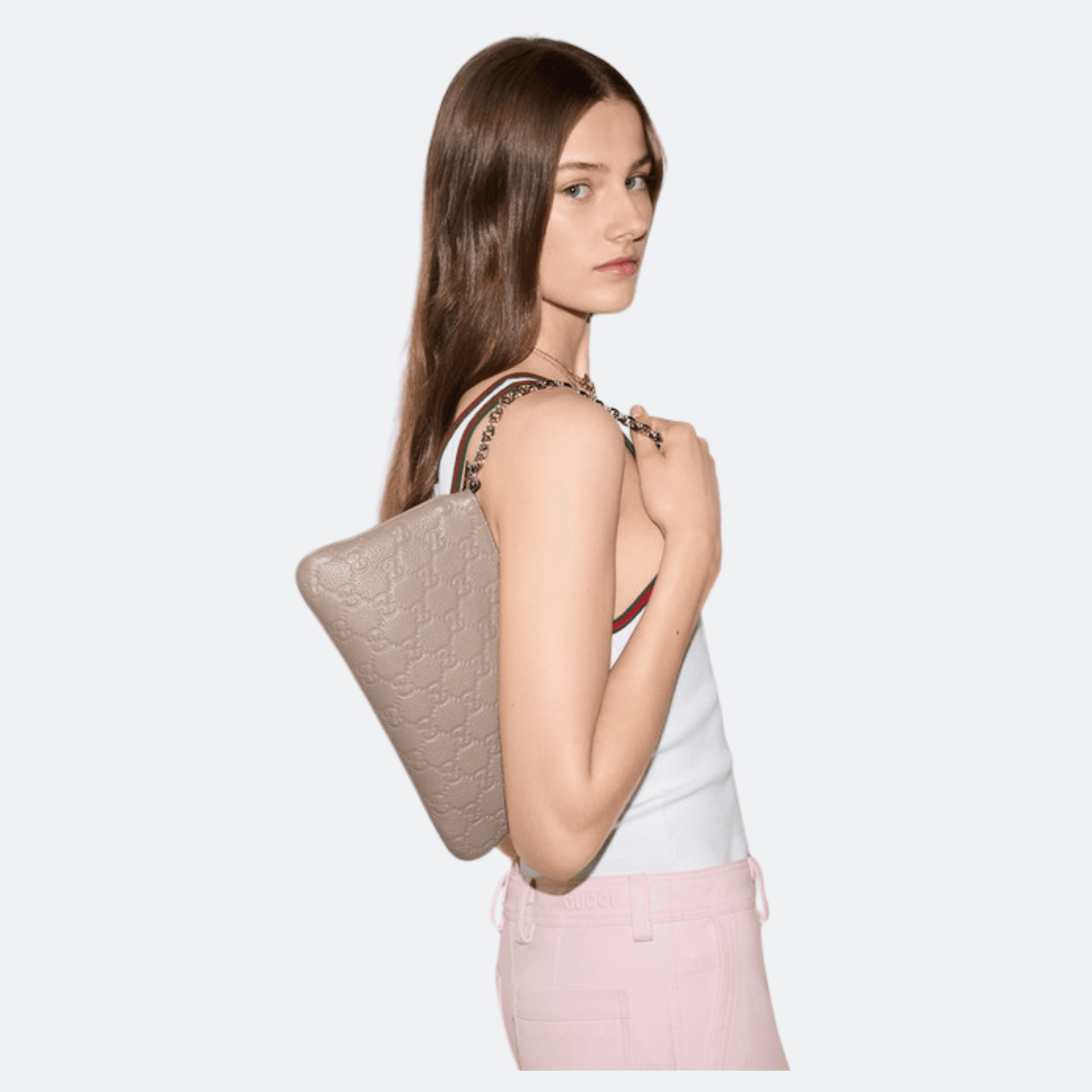 Gucci GG Emblem Taupe Medium Leather Shoulder Bag alternate
