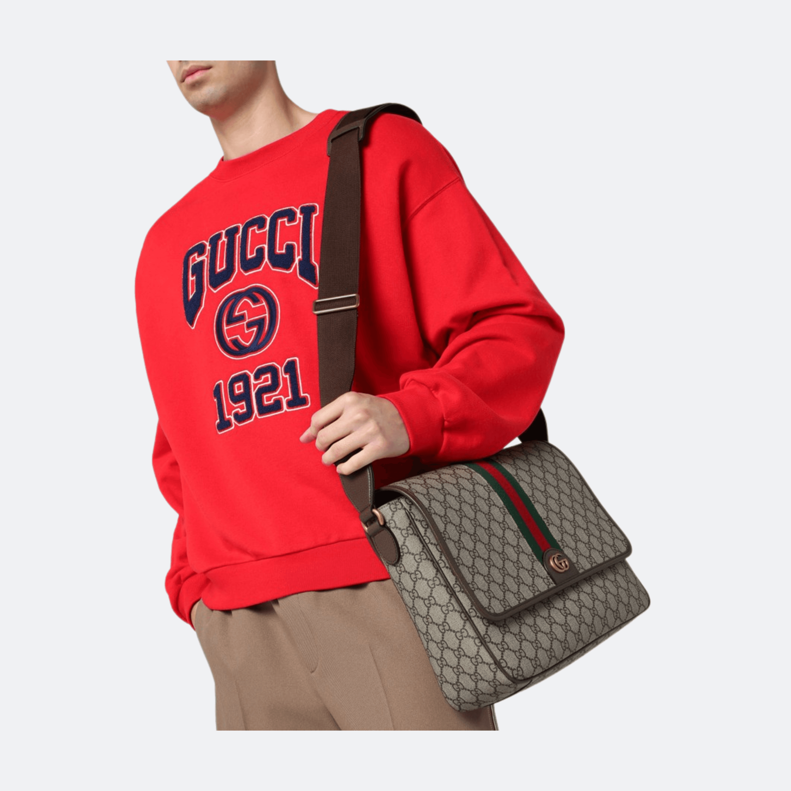 Gucci GG Monogram Beige and Ebony Men Shoulder Bag alternate
