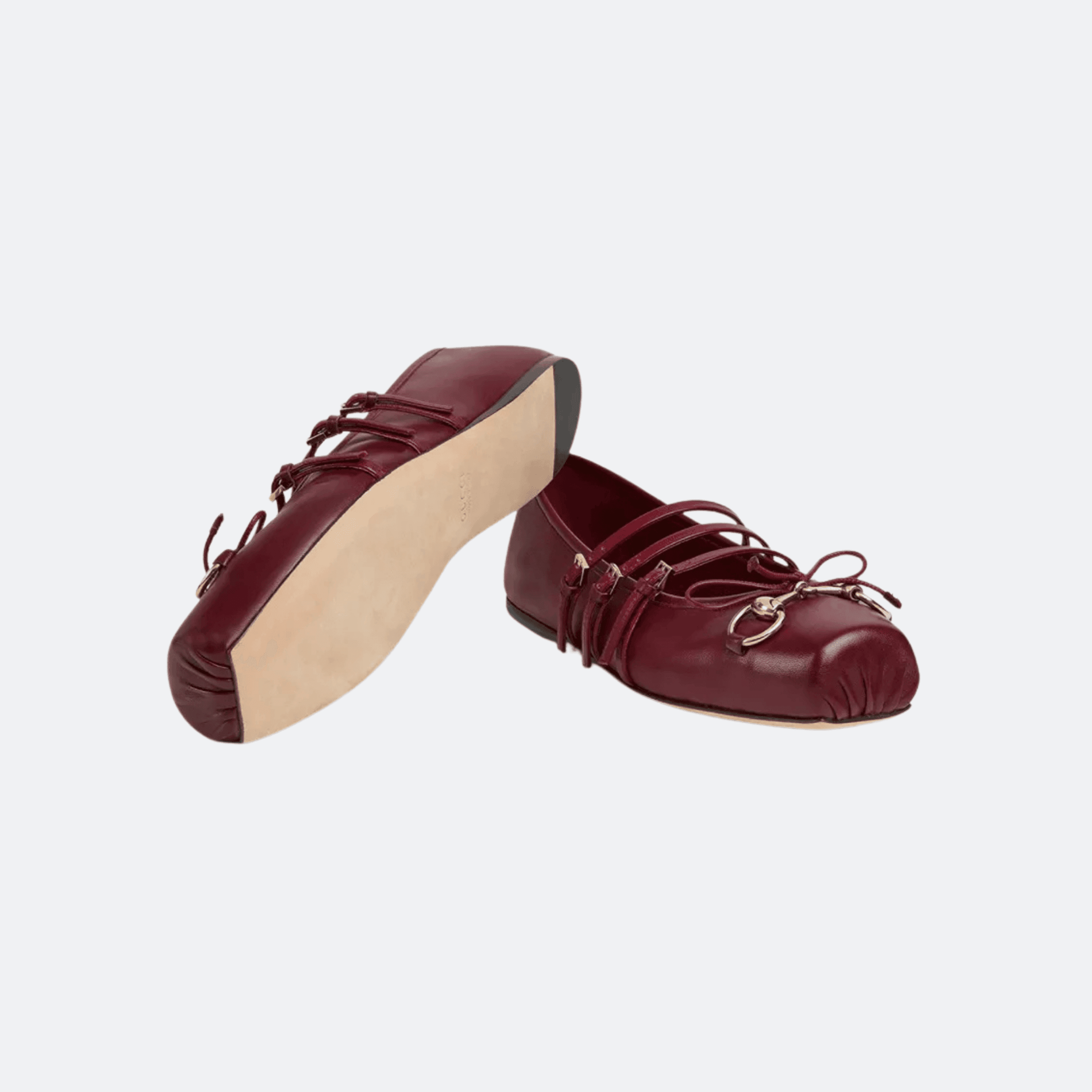 Gucci Horsebit Leather Ballet Flat Shoes - Burgundy alternate