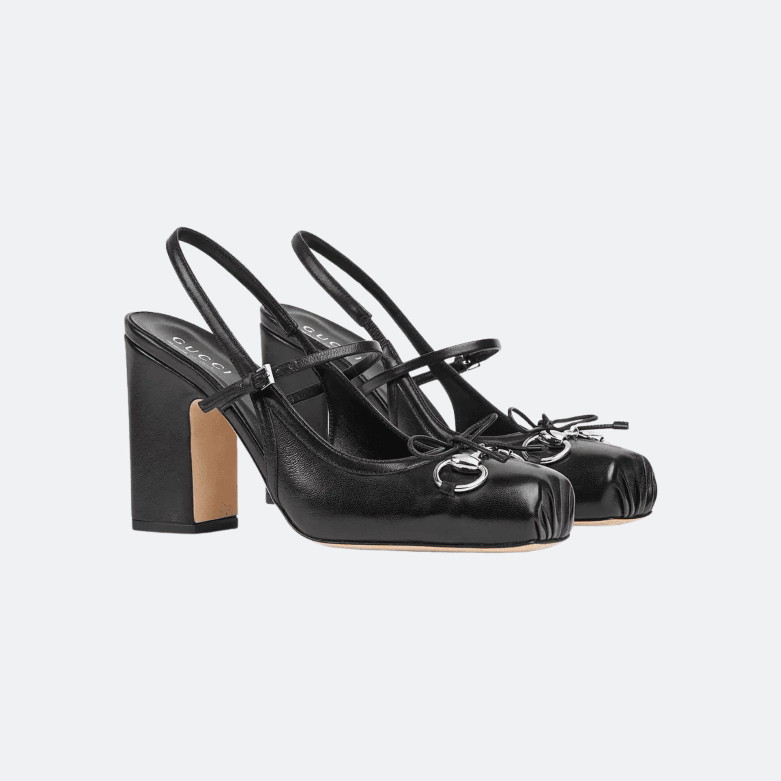 Gucci Horsebit Slingback Leather Pumps - Black alternate