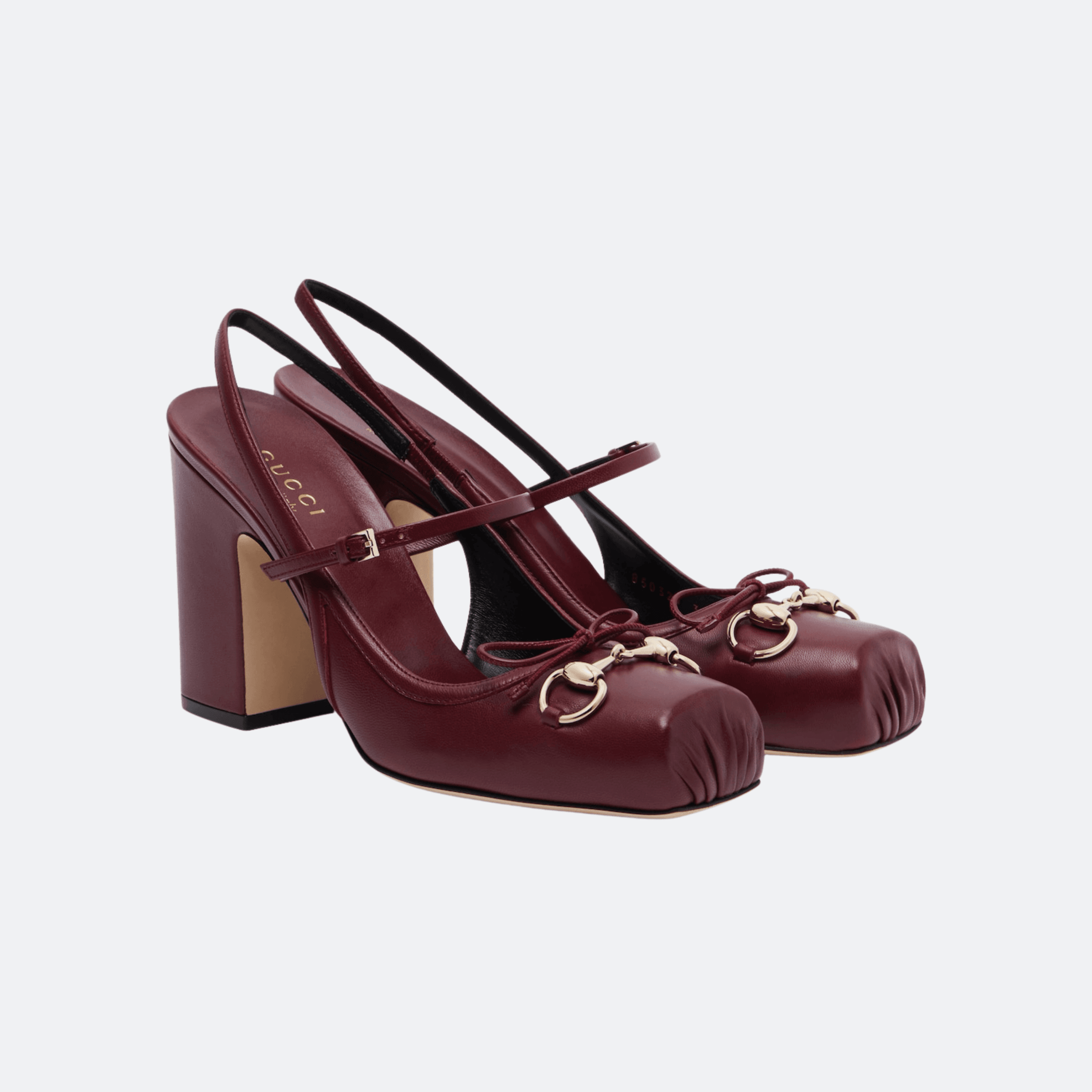 Gucci Horsebit Slingback Leather Pumps - Burgundy alternate