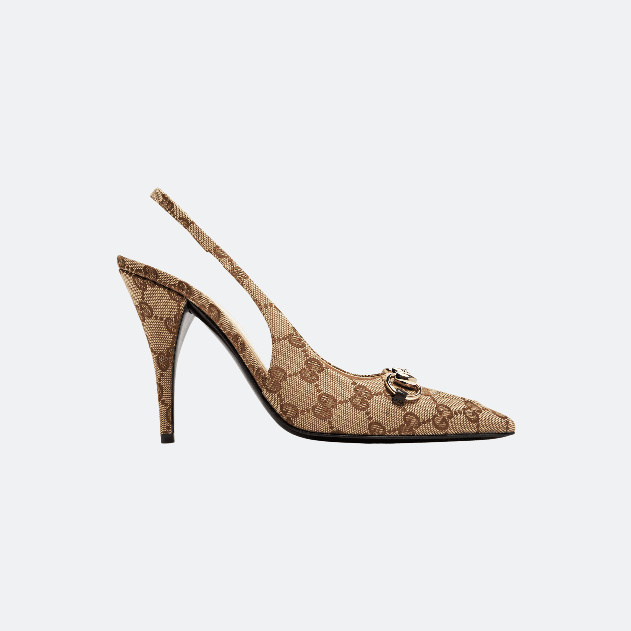 Gucci Horsebit Slingback Pump GG Canvas - Beige/Ebony