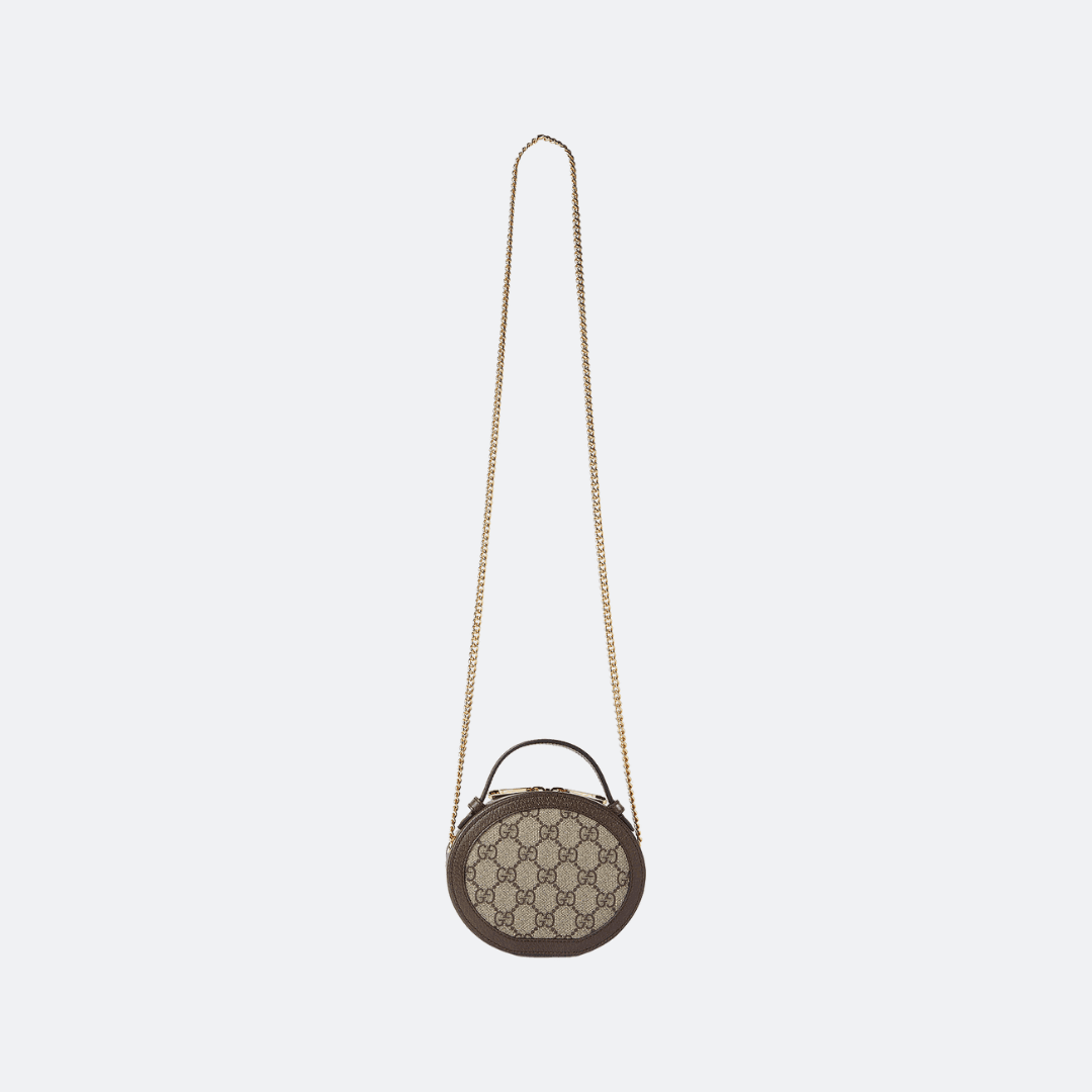 Gucci Ophidia Beige-Brown Canvas Small Round Shoulder Bag alternate