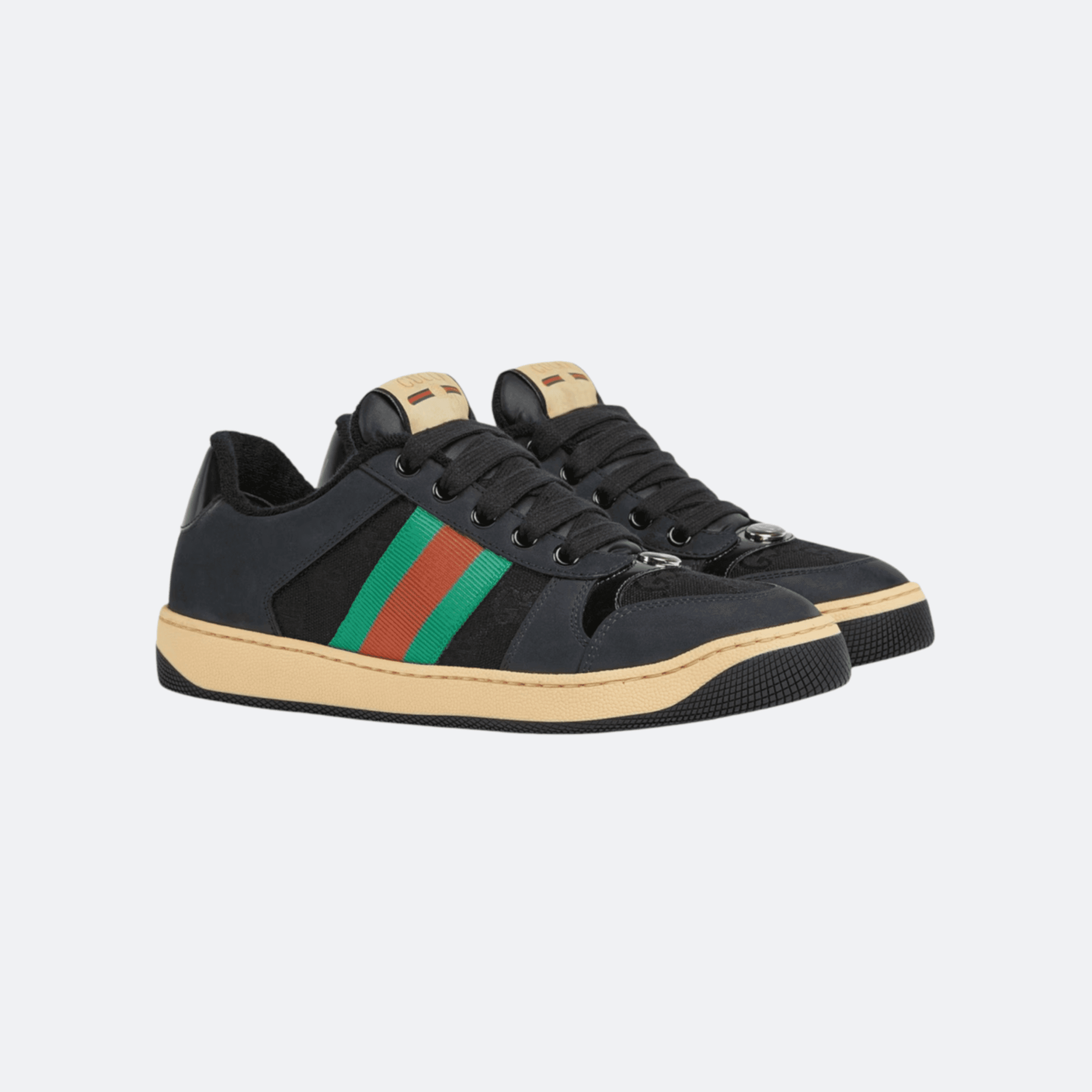 Gucci Women’s Screener Sneaker - Black with Gucci Web alternate