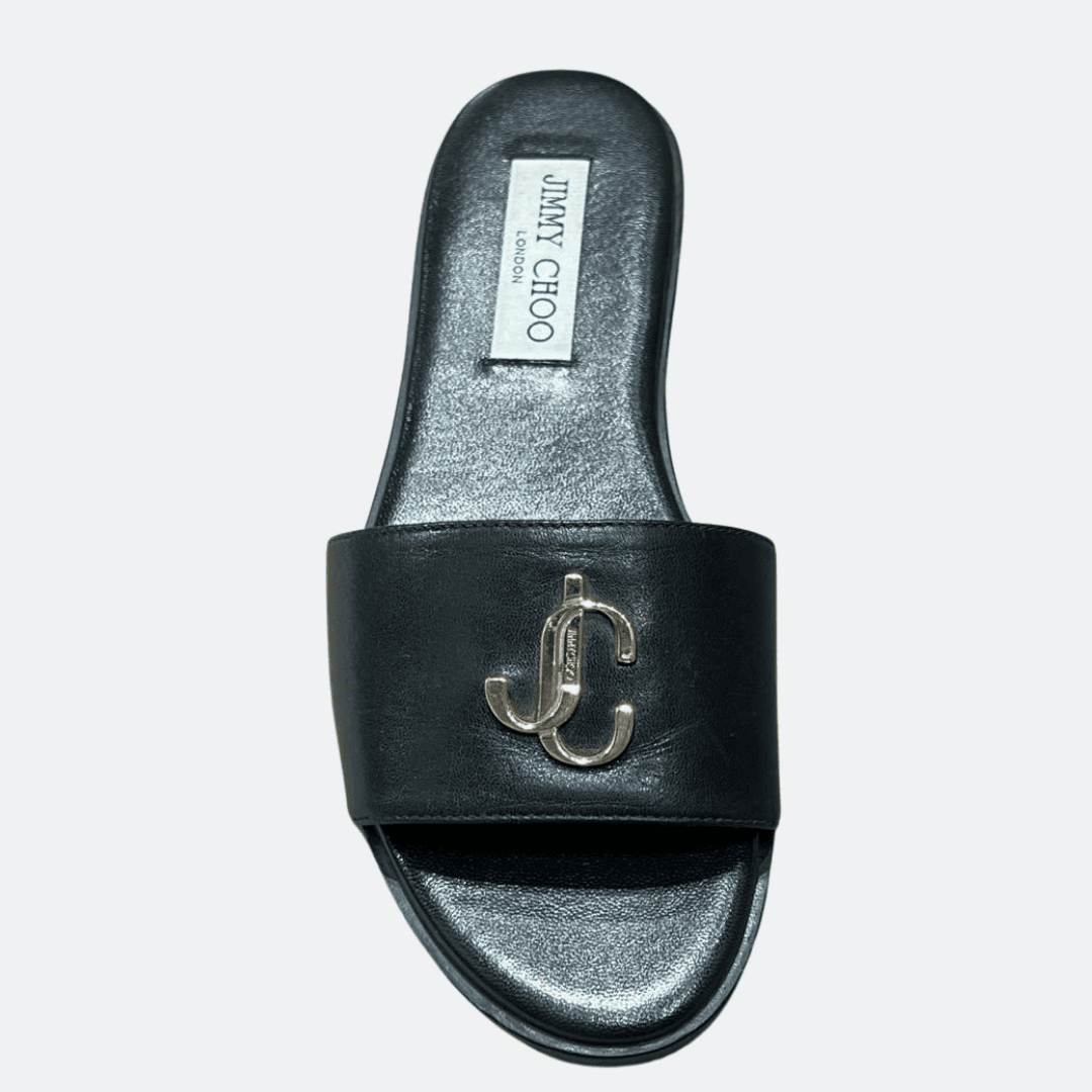 Jimmy Choo Black Leather Flat Sandals alternate