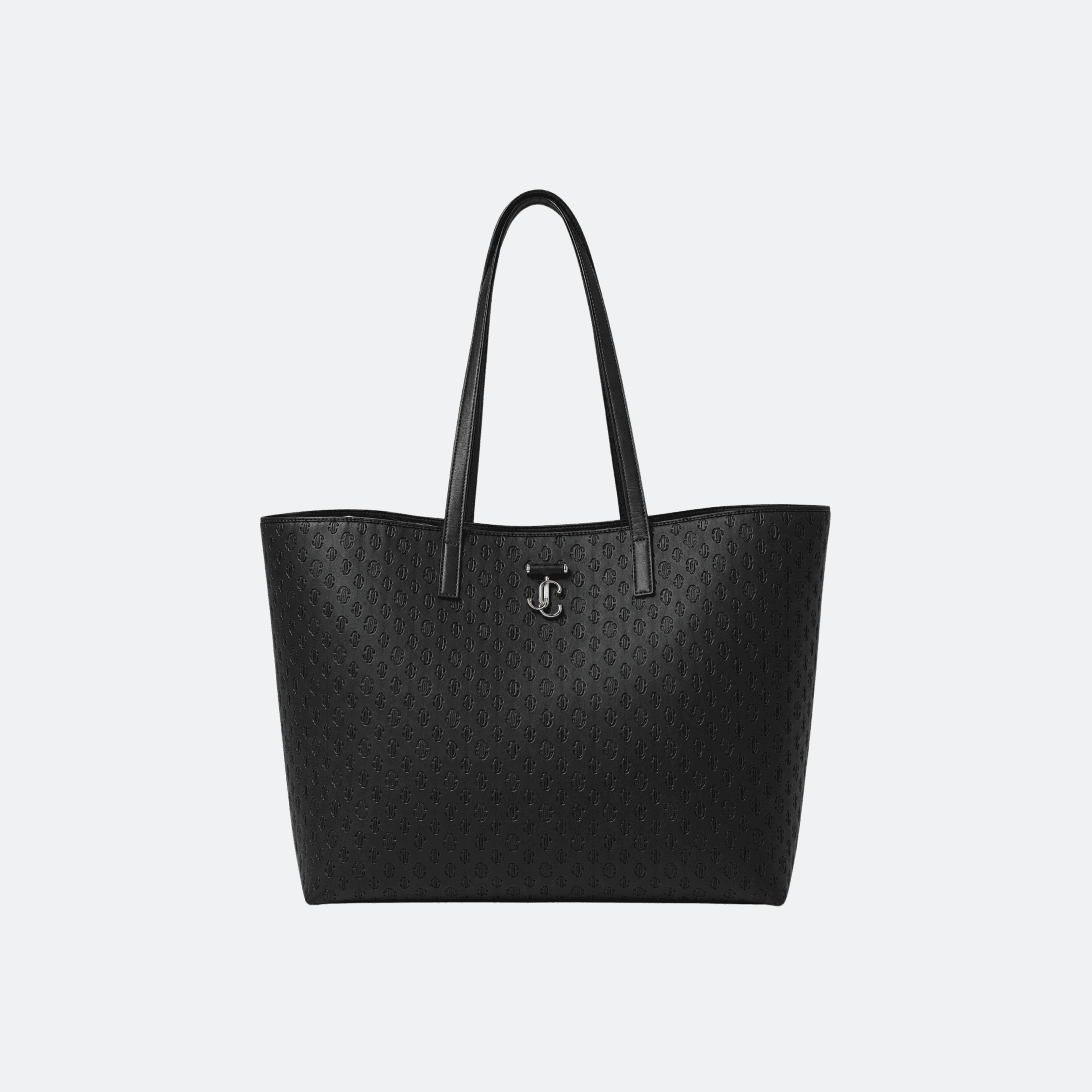 Jimmy Choo Embossed Logo Leather Tote Bag For Women - Black
