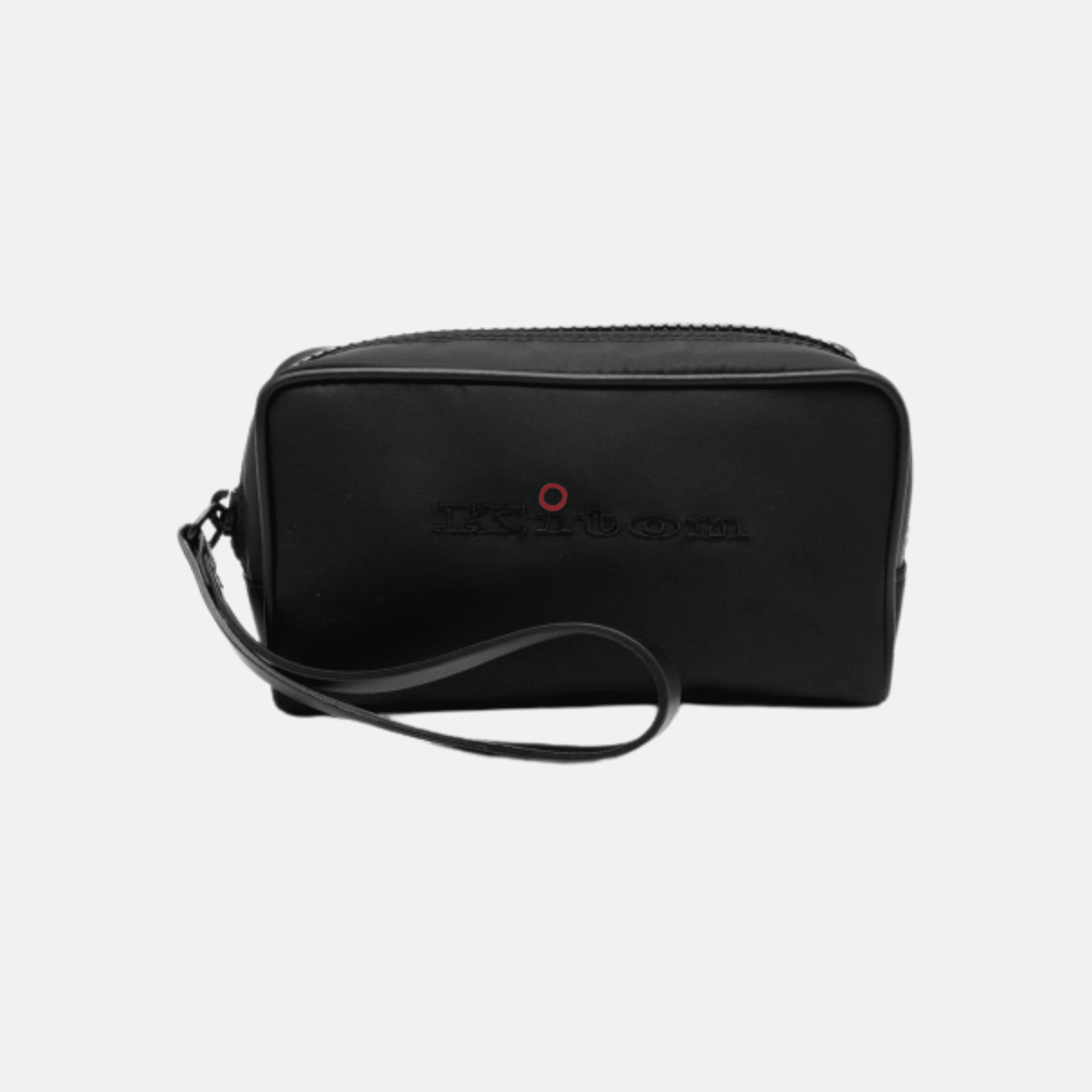Kiton Embroidered Logo Wash Bag For Men - Black
