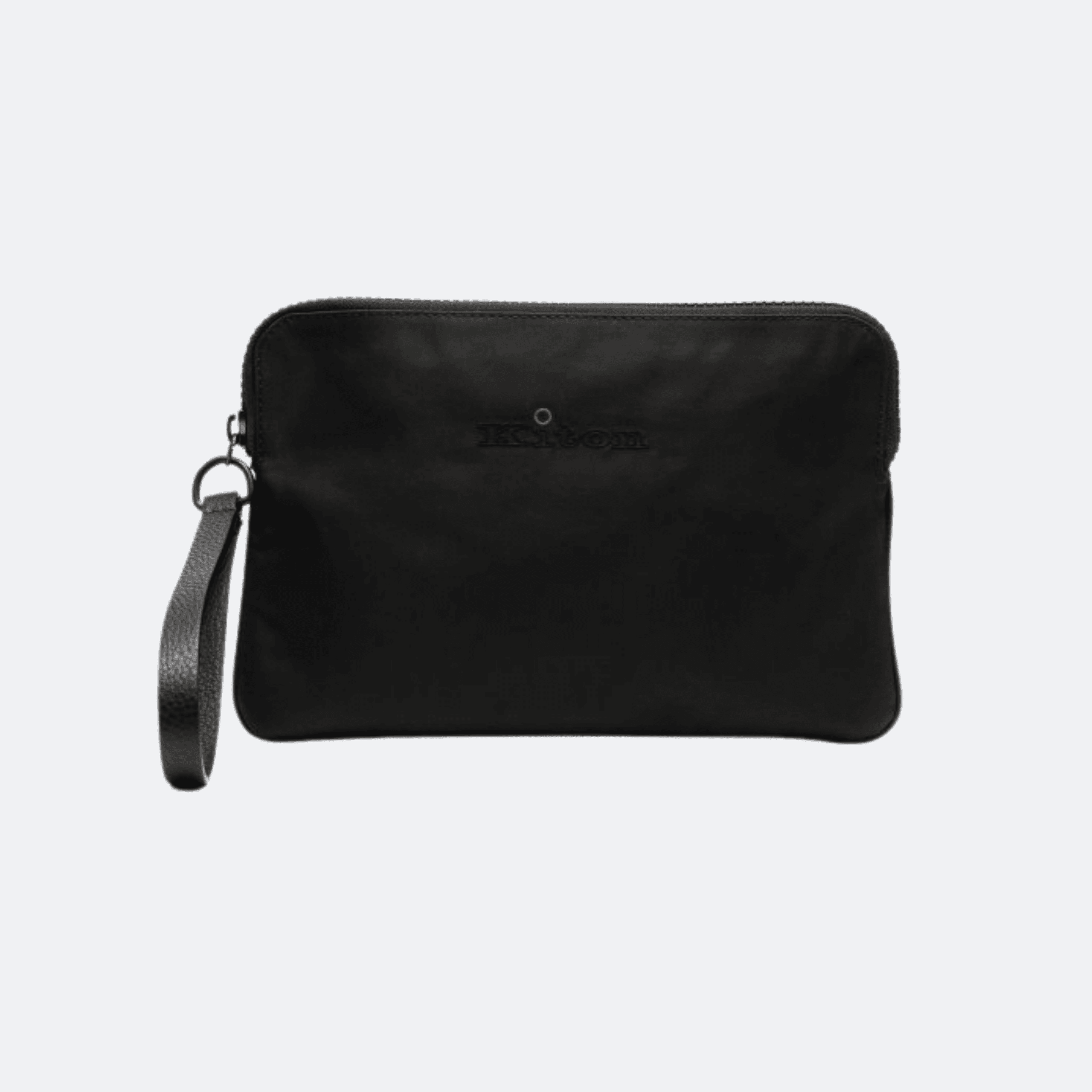 Kiton Logo Text Clutch Bag For Men - Black