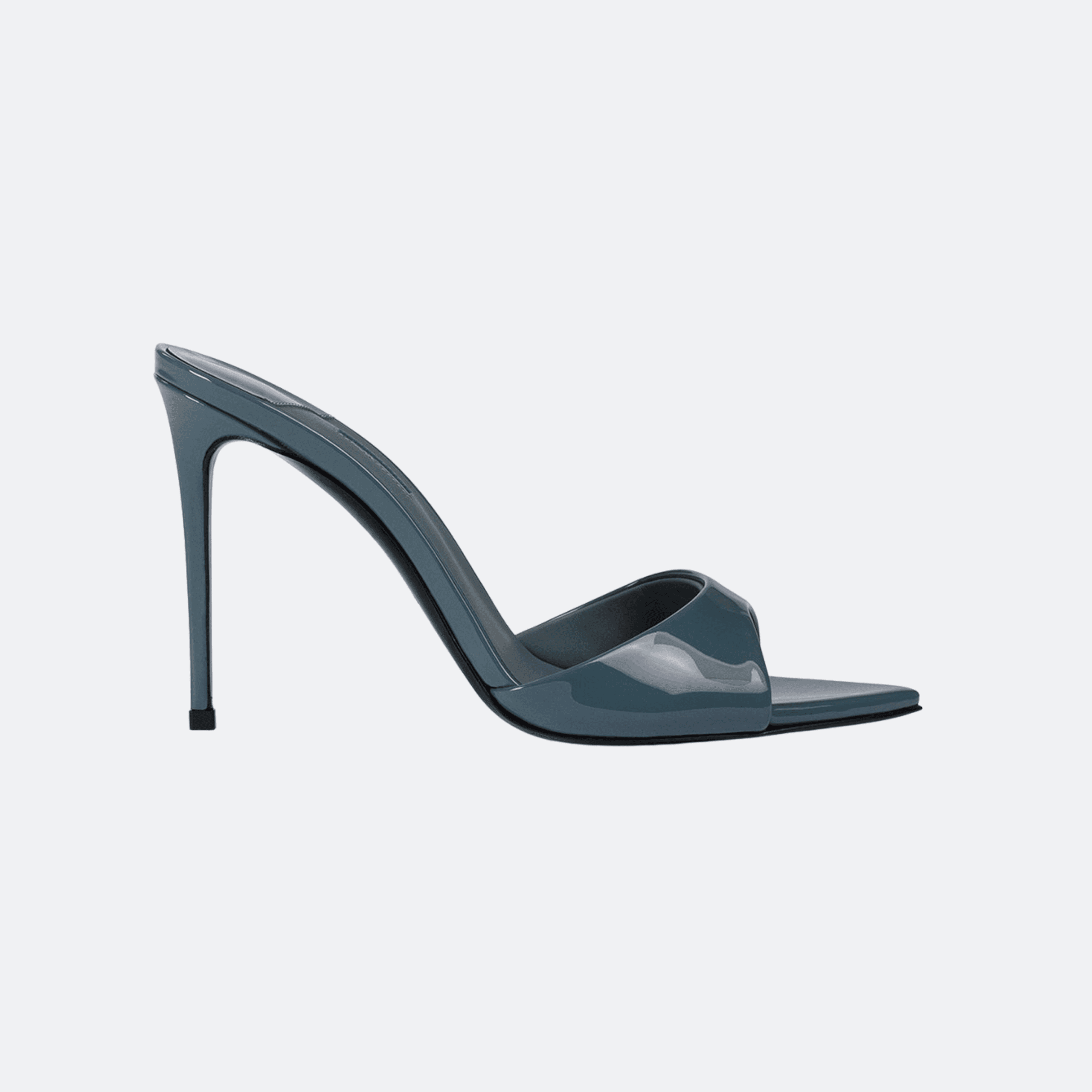 Le Silla 100mm Patent Leather Heeled Mules for Women - Slate Blue