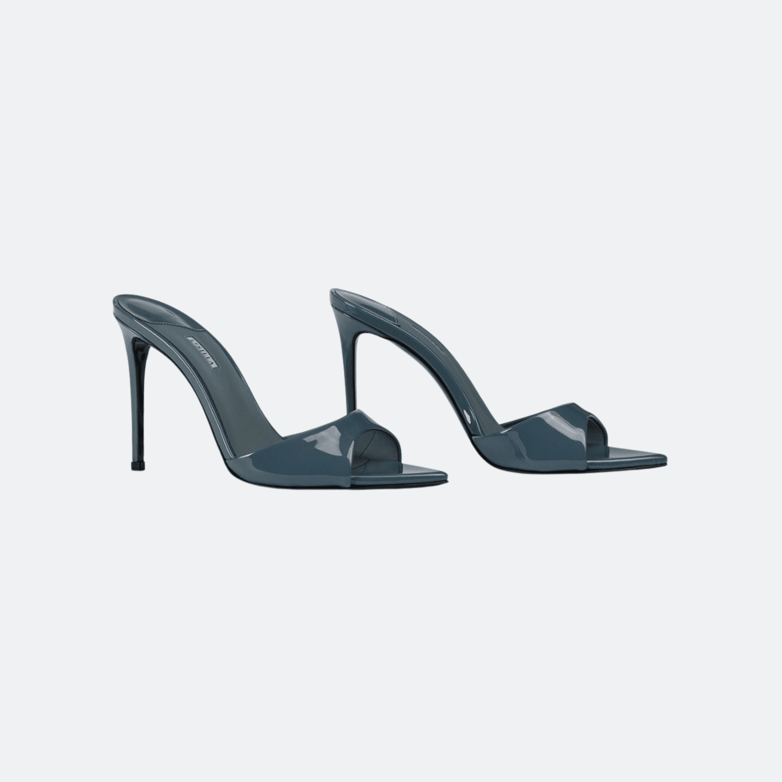 Le Silla 100mm Patent Leather Heeled Mules for Women - Slate Blue alternate