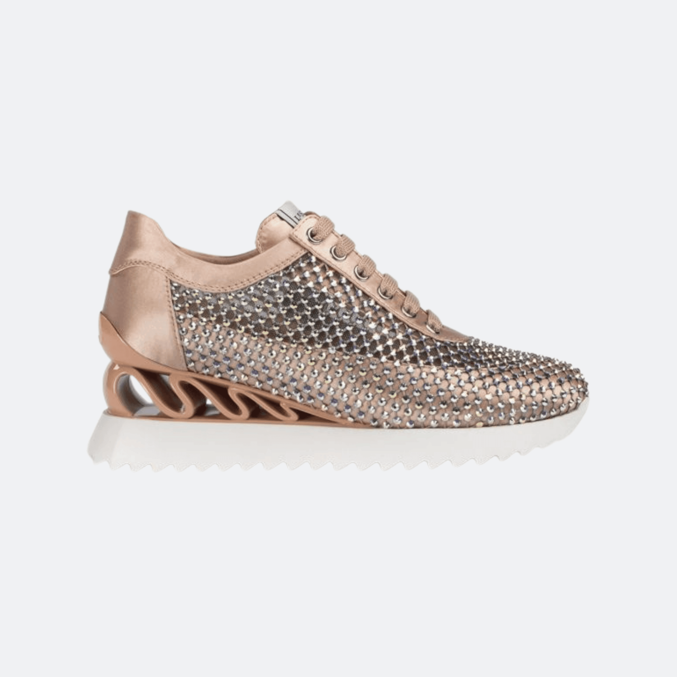 Le Silla Gilda Crystal Embellished Sneakers for Women - Rose Gold