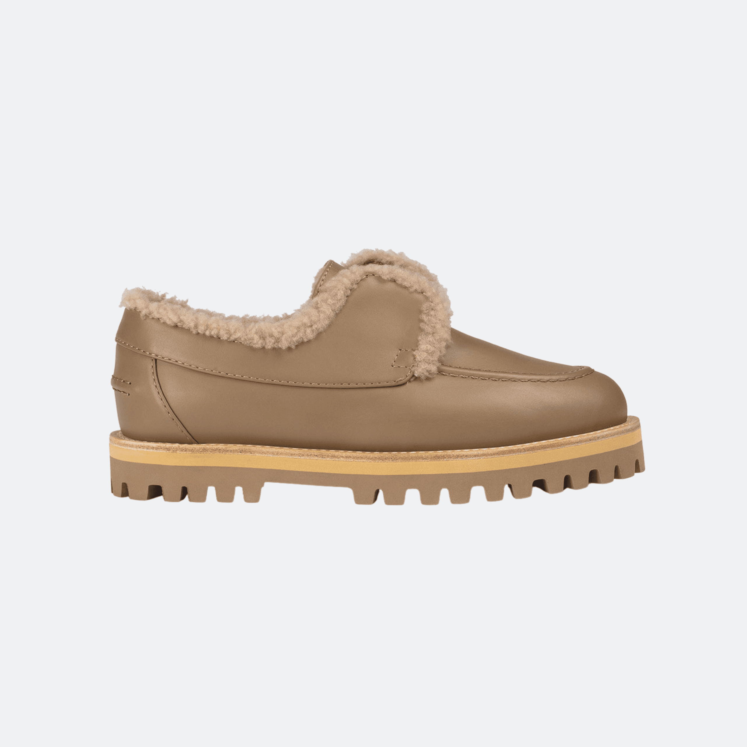Le Silla Yacht Leather Loafers With Shearling Lining For Women - Taupe