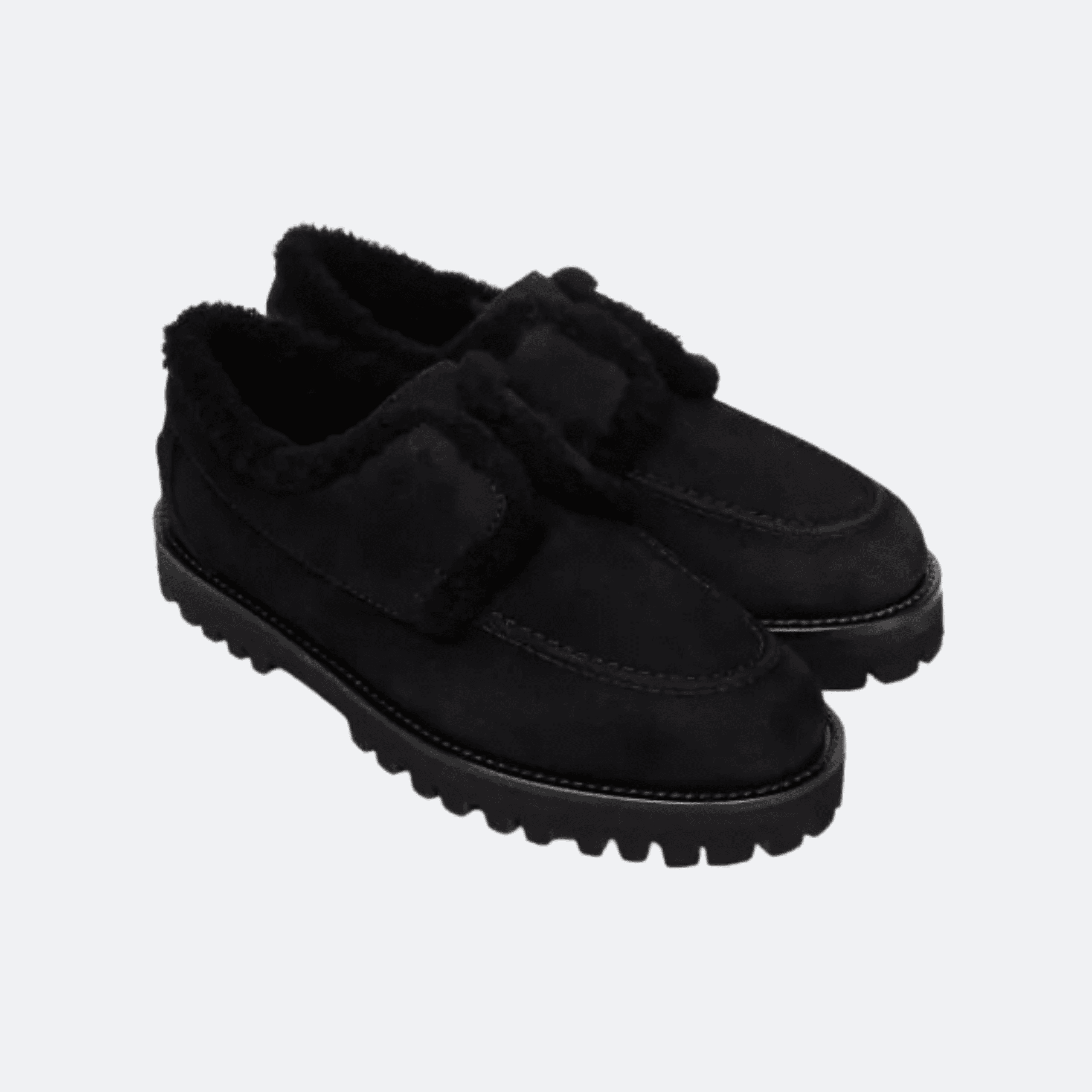 Le Silla Yacht Shearling-Lined Suede Loafers For Women - Black alternate
