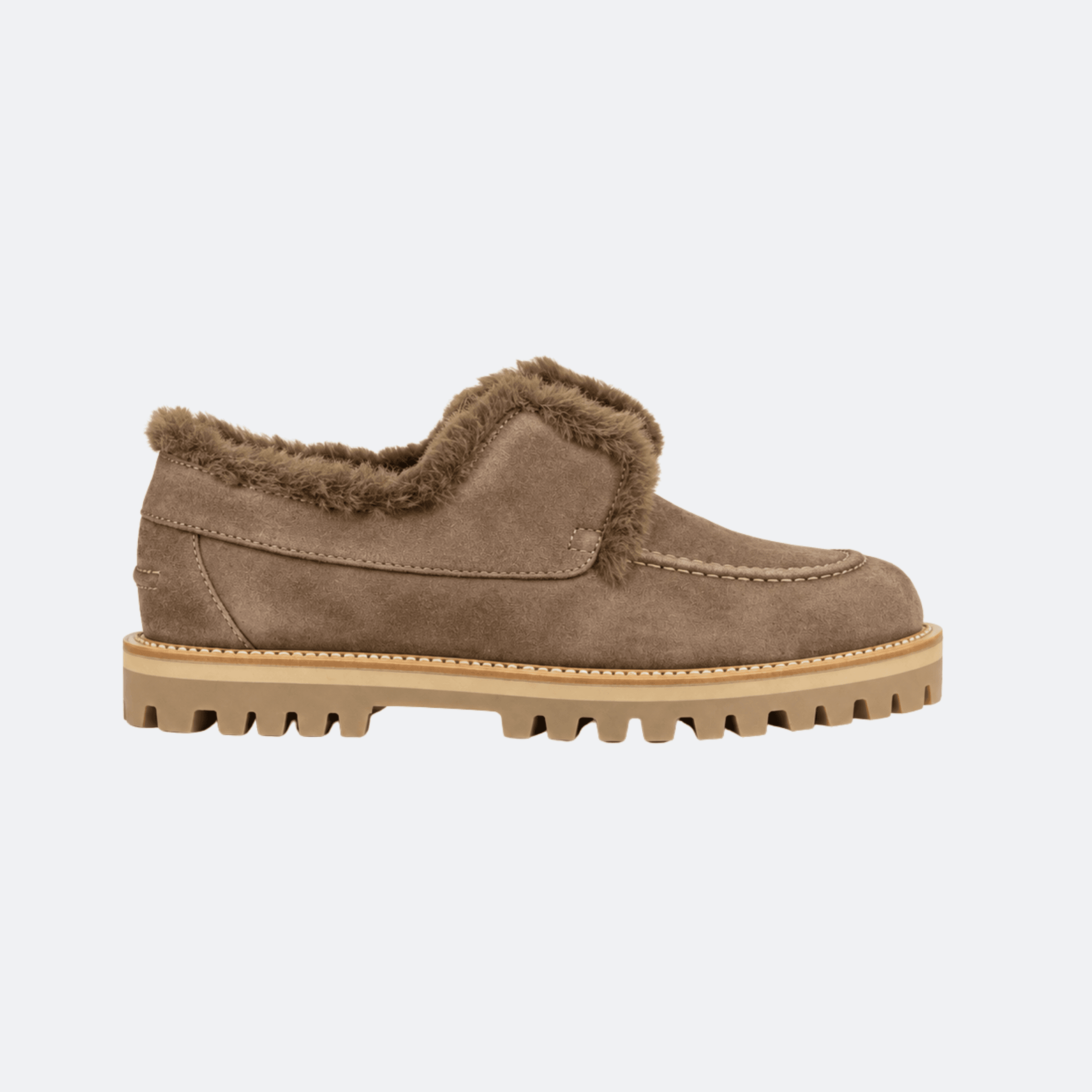 Le Silla Yacht Shearling-Lined Suede Loafers For Women - Taupe Brown