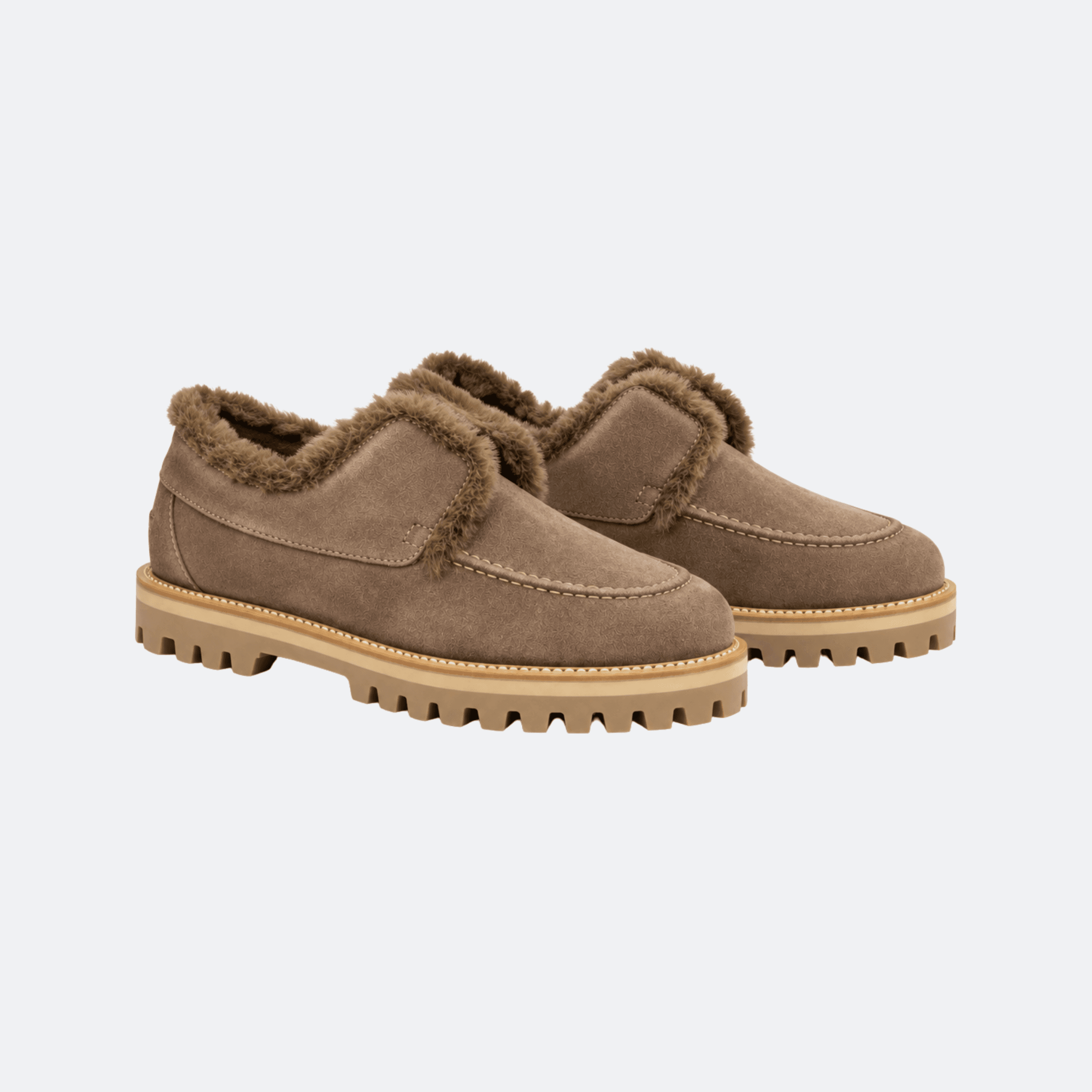 Le Silla Yacht Shearling-Lined Suede Loafers For Women - Taupe Brown alternate