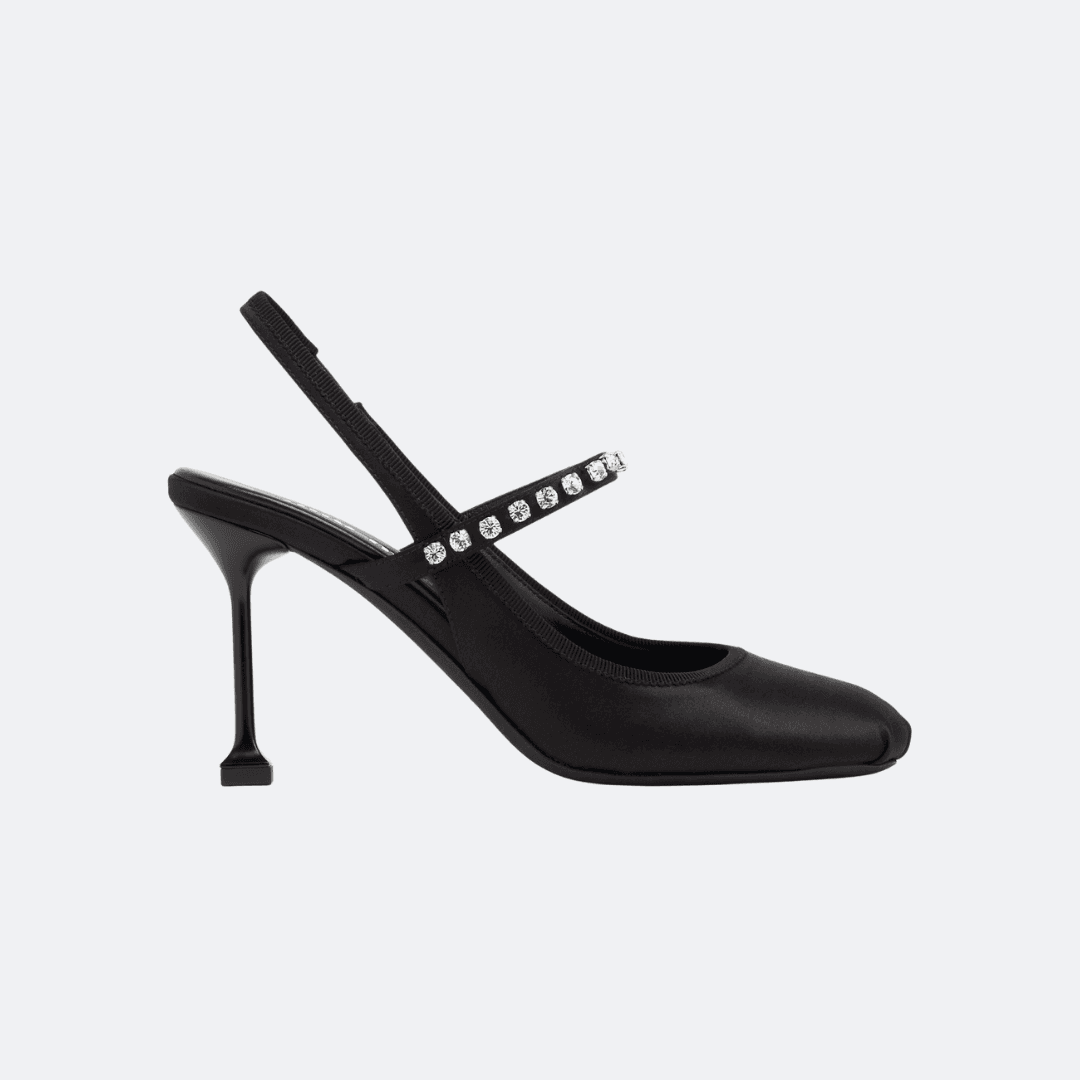 Miu Miu Black Satin Slingback Pumps