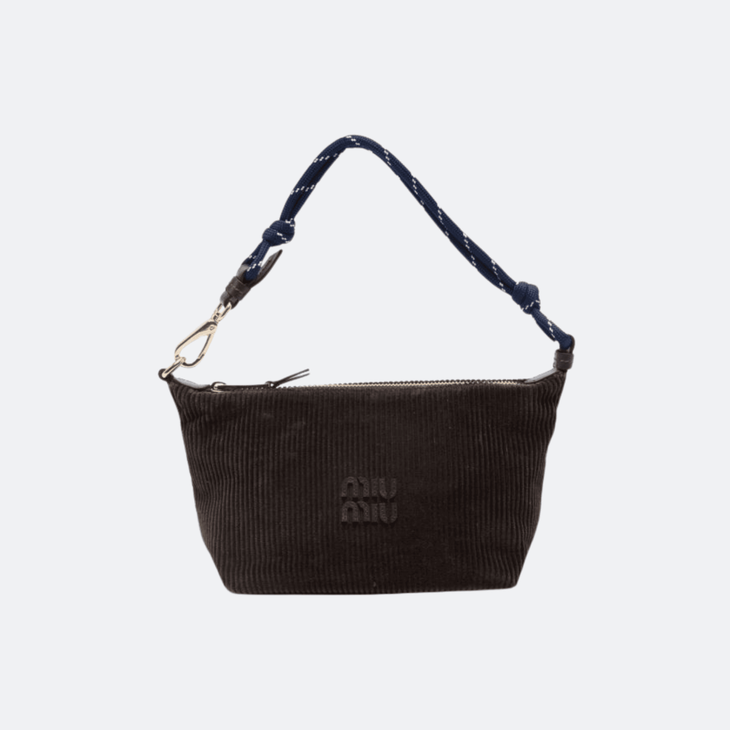 Miu Miu Corduroy Pouch Shoulder Bag - Ebony/Baltic Blue