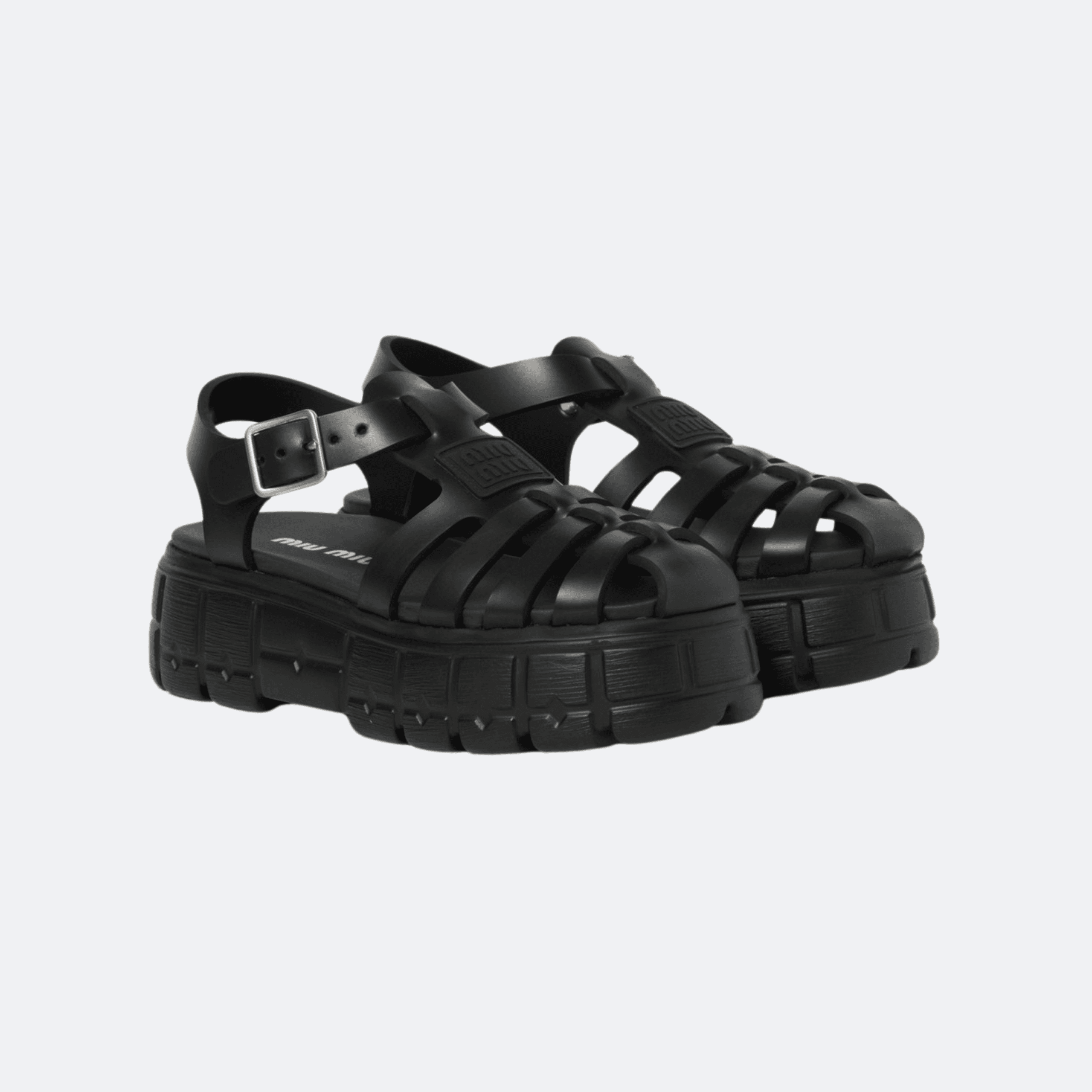Miu Miu Eva Platform Cage Sandals for Women - Black alternate