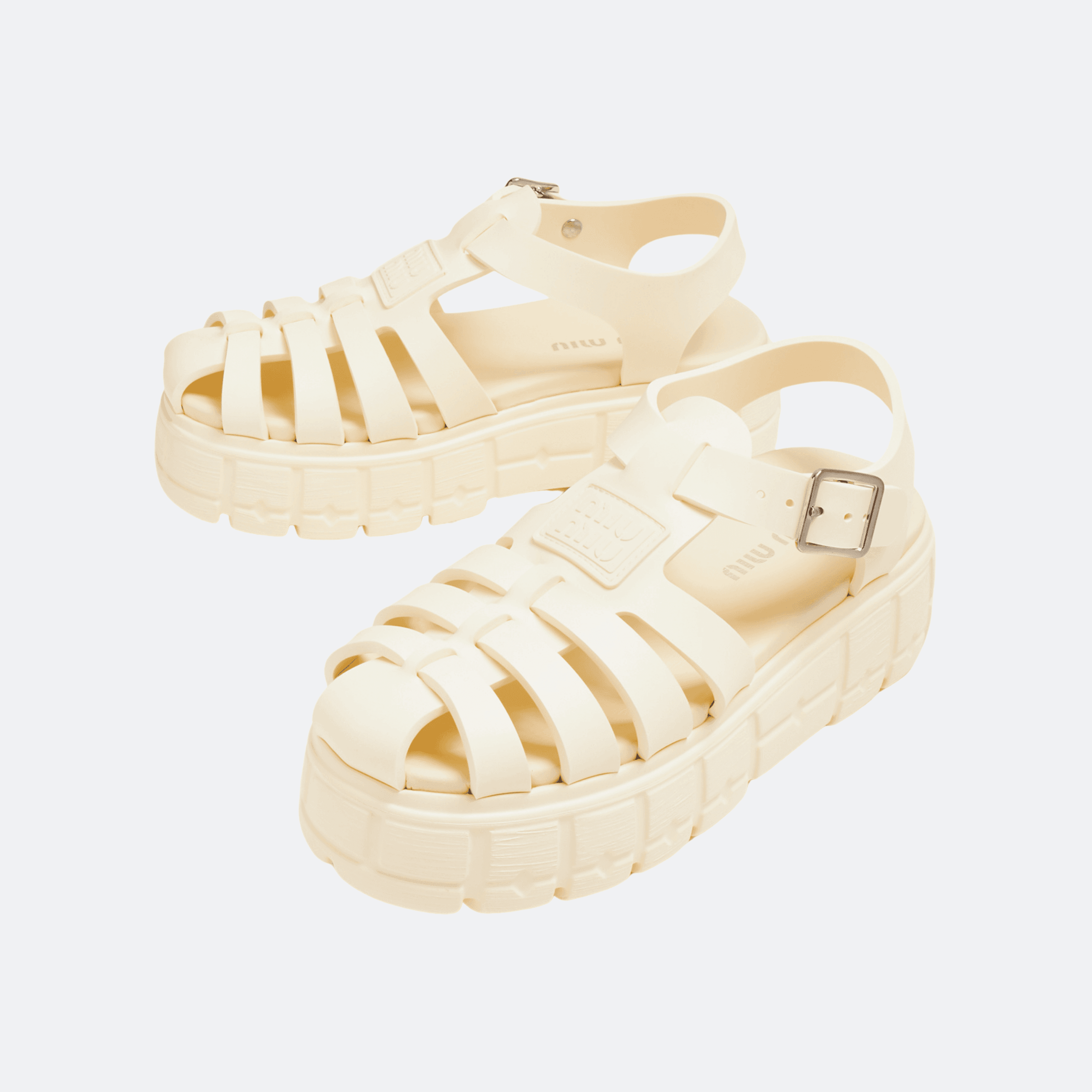 Miu Miu Eva Platform Cage Sandals for Women - Ivory alternate