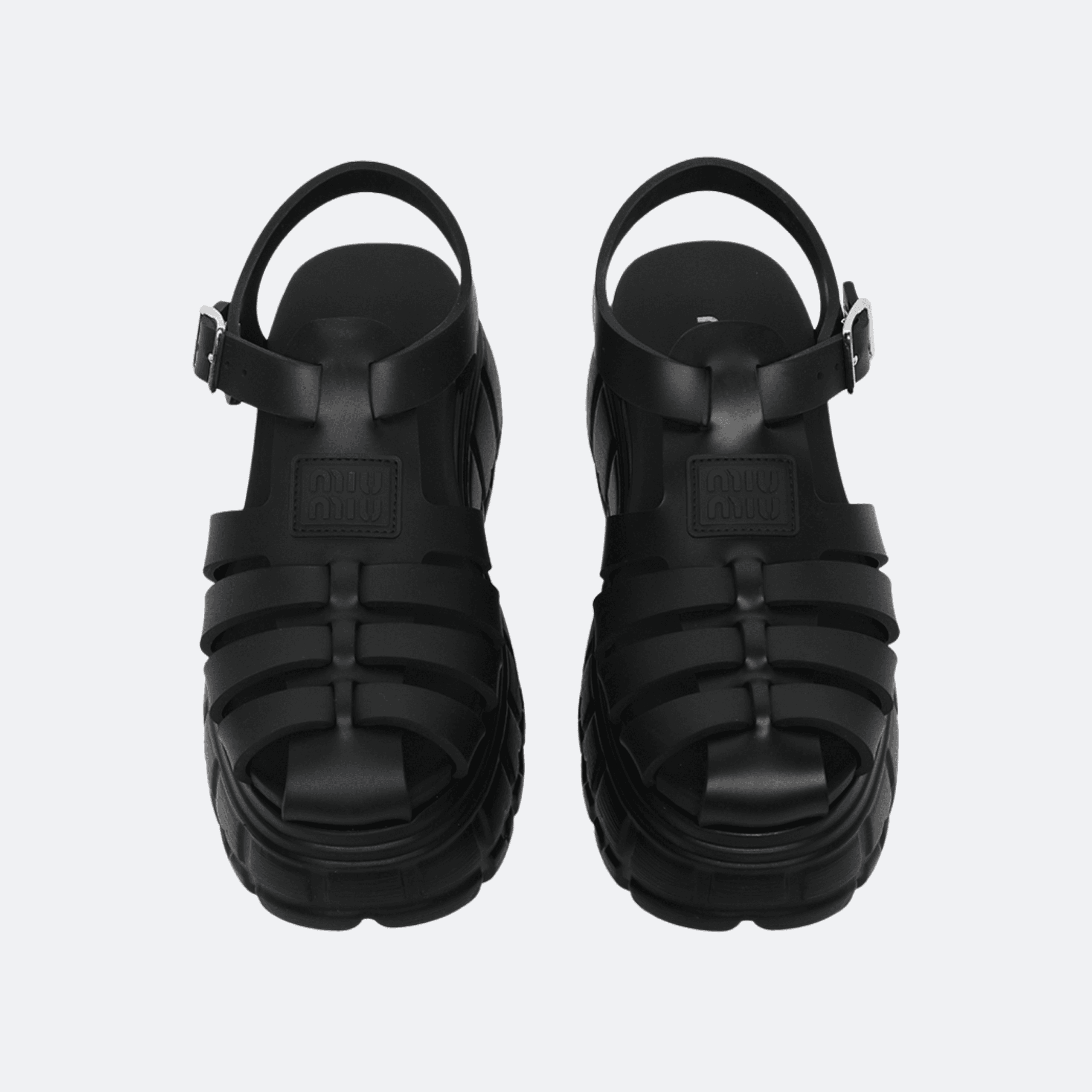 Miu Miu Eva Rubber Cage Platform Sandals For Women - Black alternate