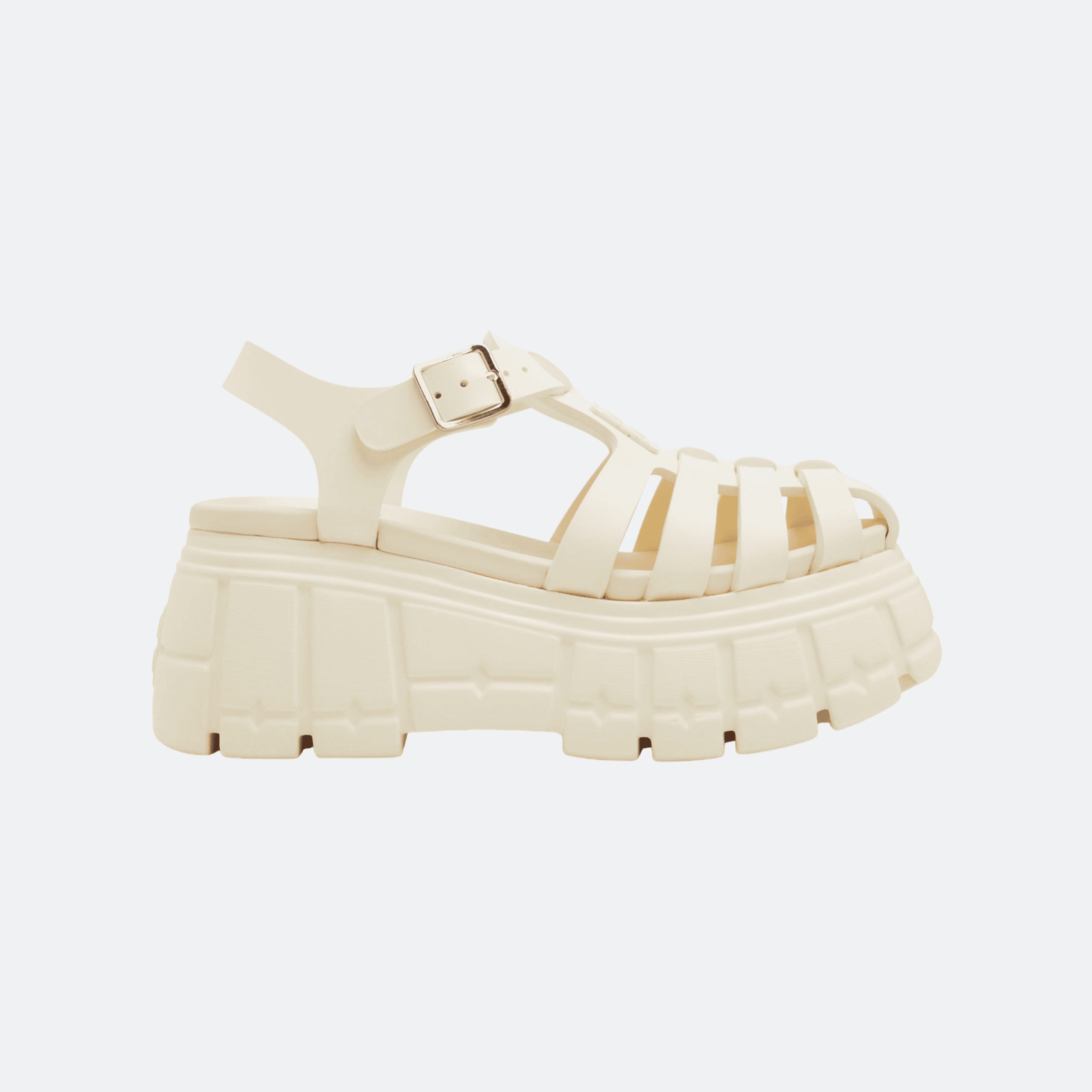 Miu Miu Eva Rubber Cage Platform Sandals For Women - Ivory