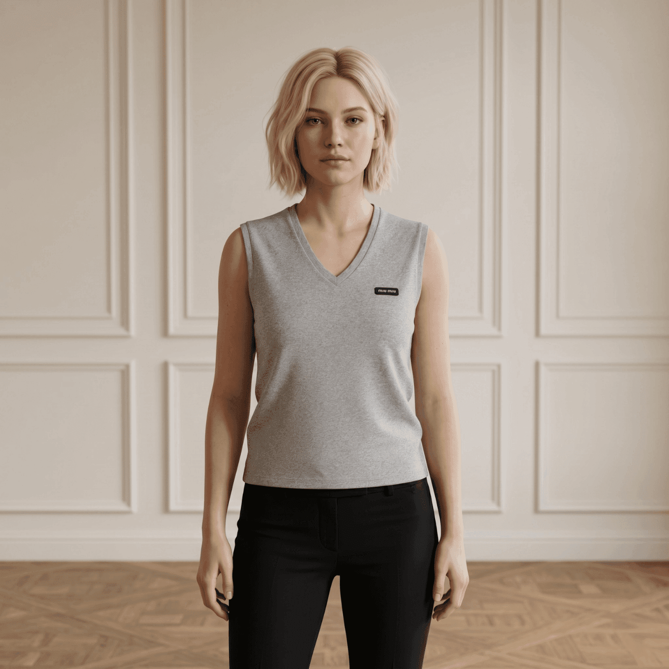 Miu Miu Knit Top For Women - Grey alternate