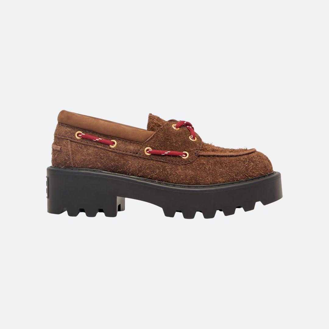 Miu Miu Lace Up Suede Brown Women Loafers