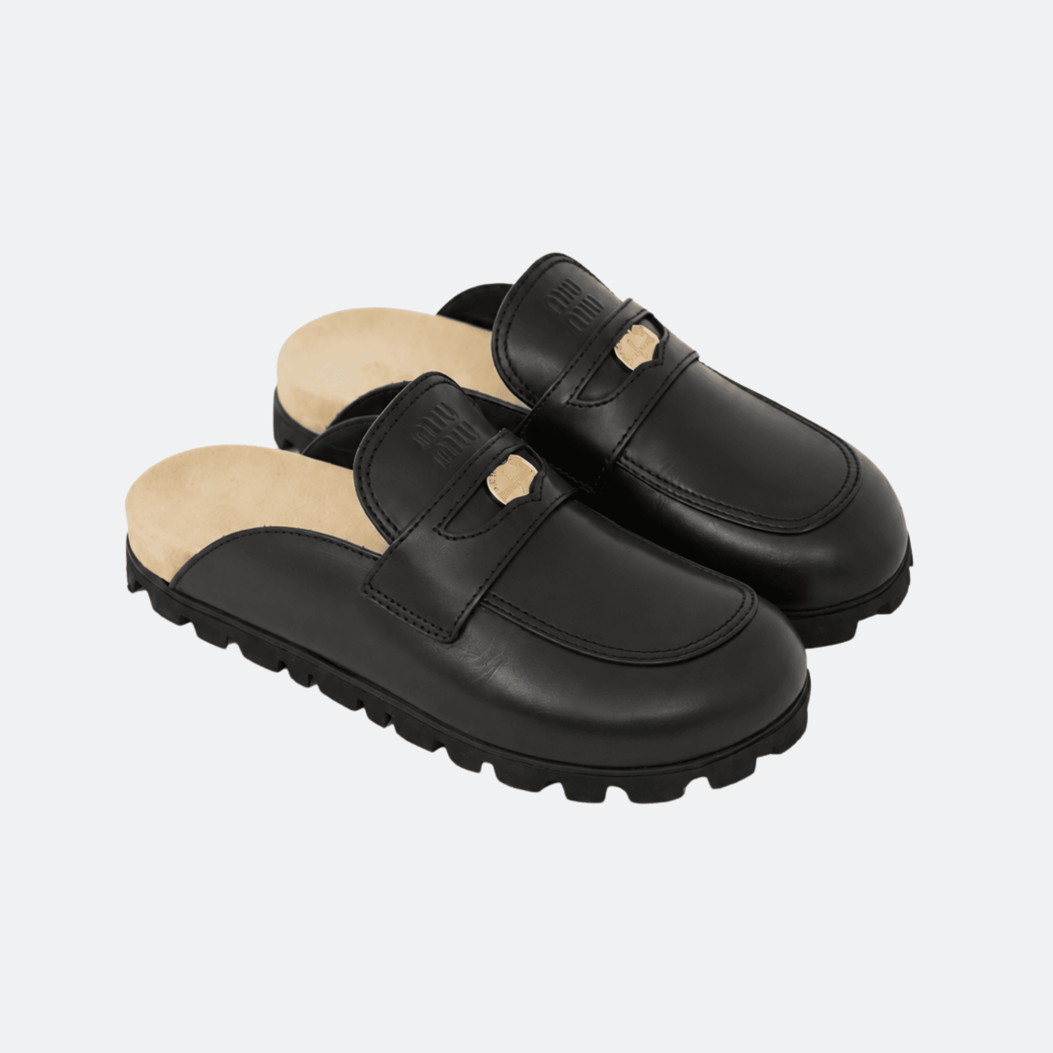Miu Miu Leather Embellished Mules for Women - Black alternate