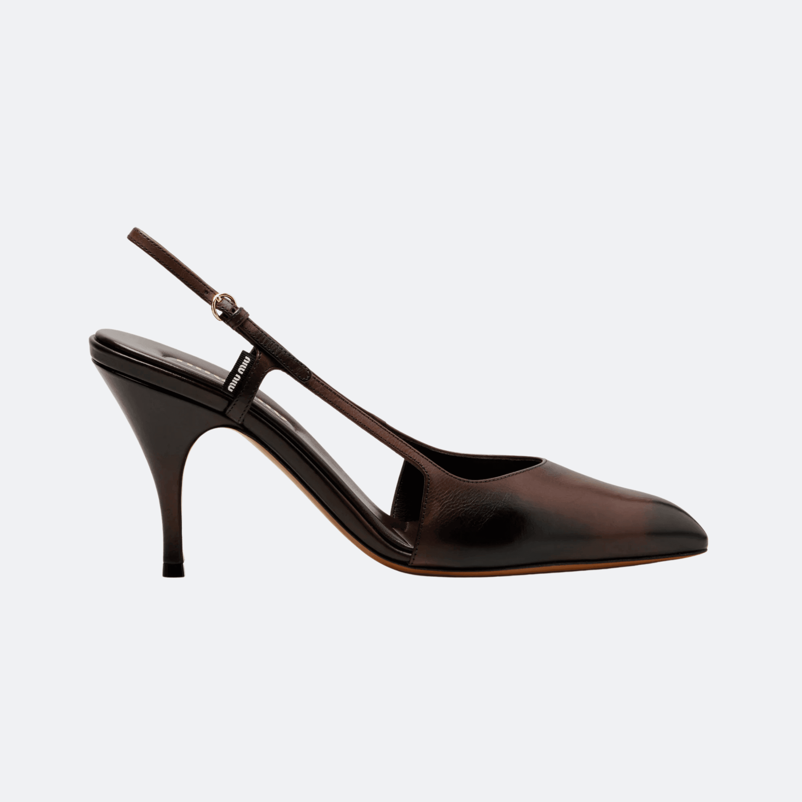 Miu Miu Leather Slingback Pumps For Women - Brown