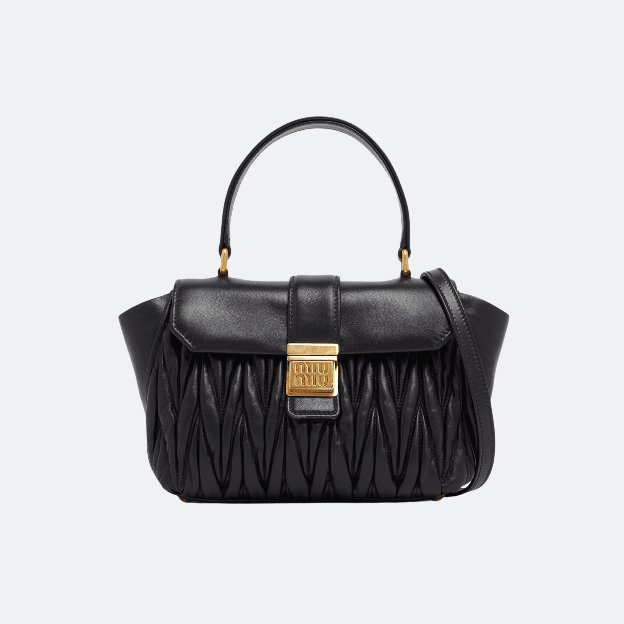 Miu Miu Matelassé Nappa Leather Handbag For Women - Black