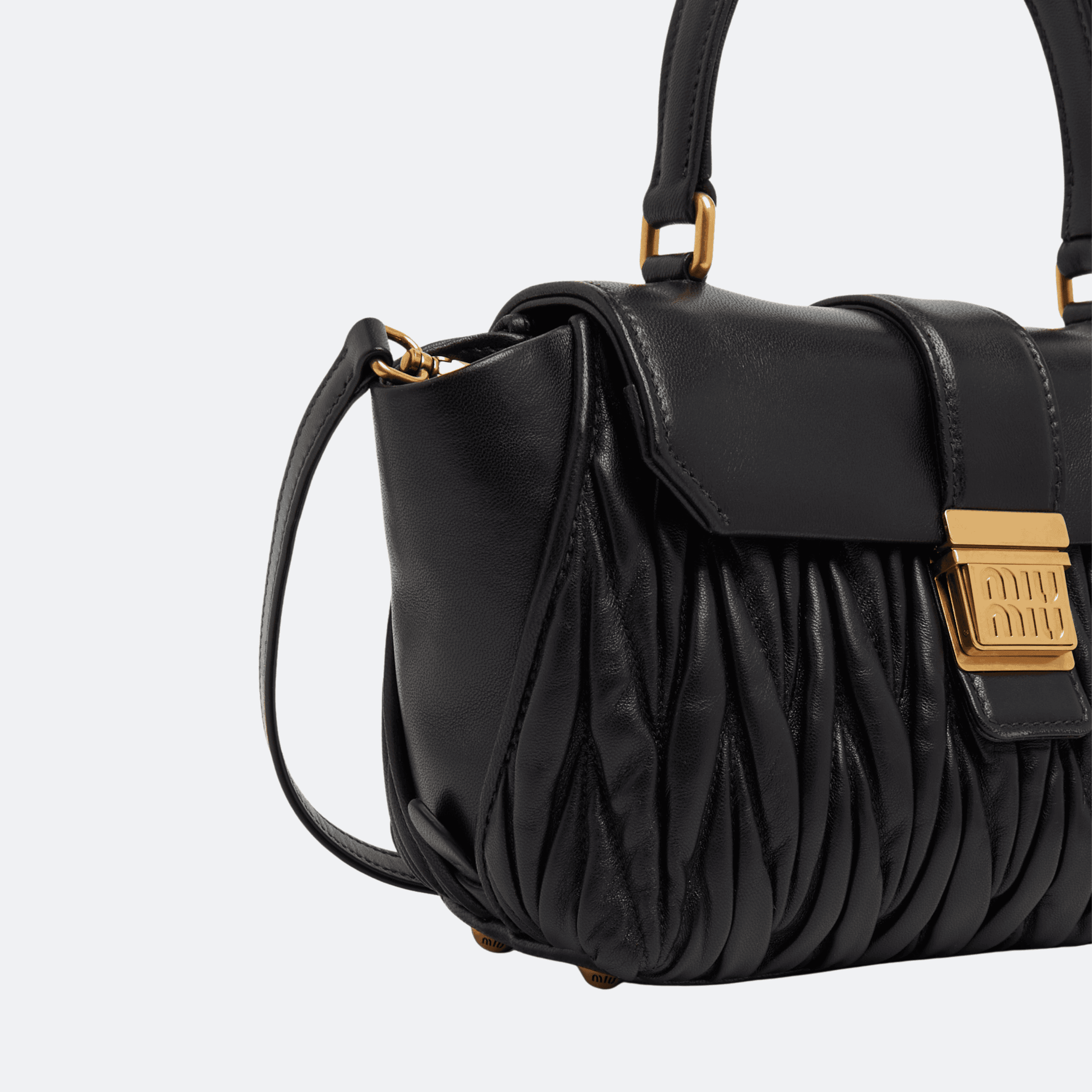 Miu Miu Matelassé Nappa Leather Handbag For Women - Black alternate