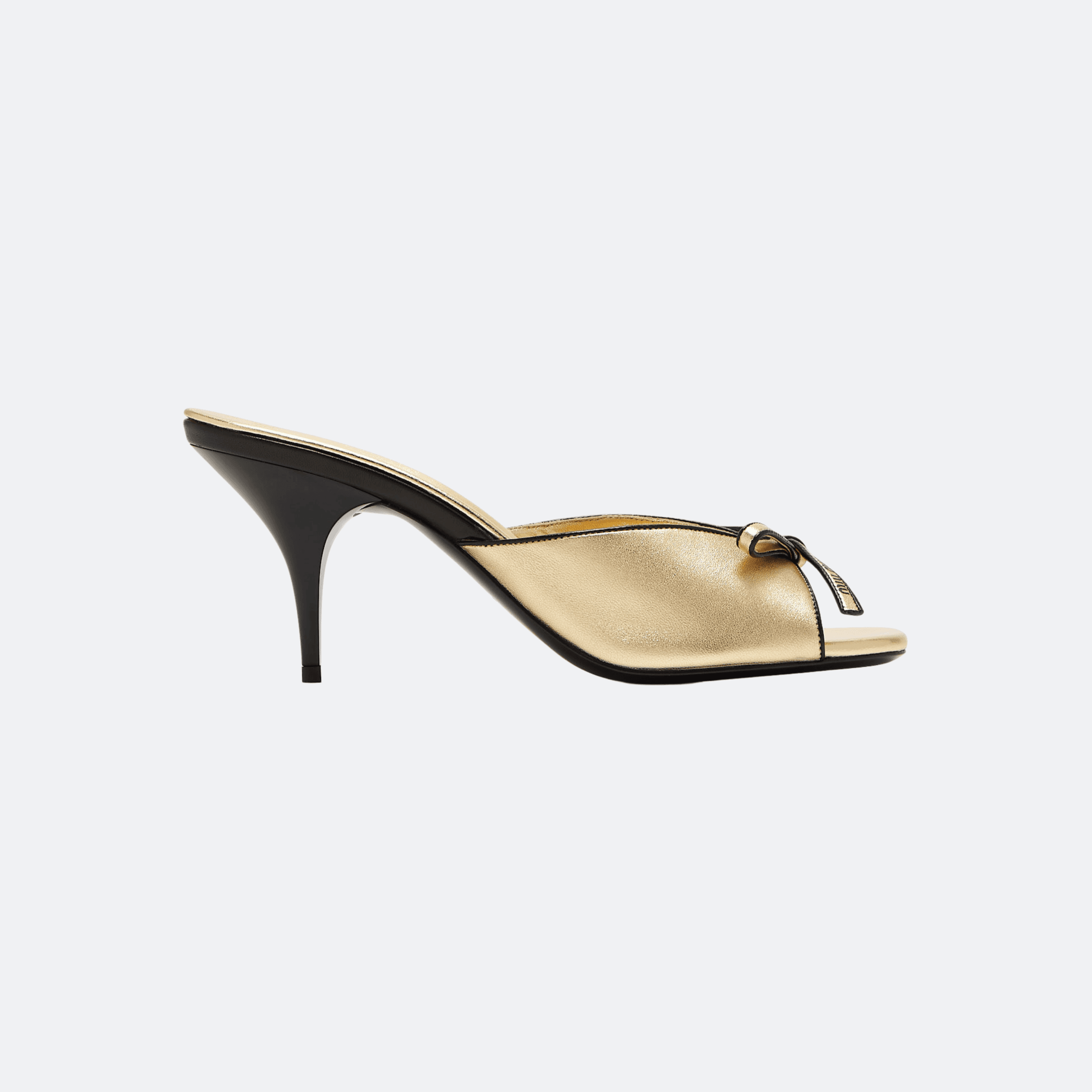 Miu Miu Mordoré 75mm Bow Nappa Leather Sandals for Women - Gold