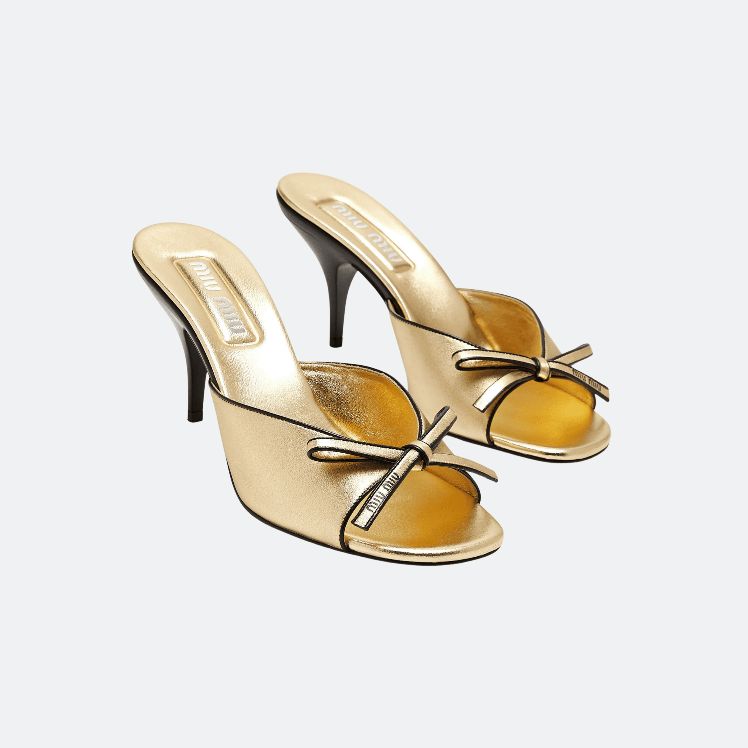 Miu Miu Mordoré 75mm Bow Nappa Leather Sandals for Women - Gold alternate