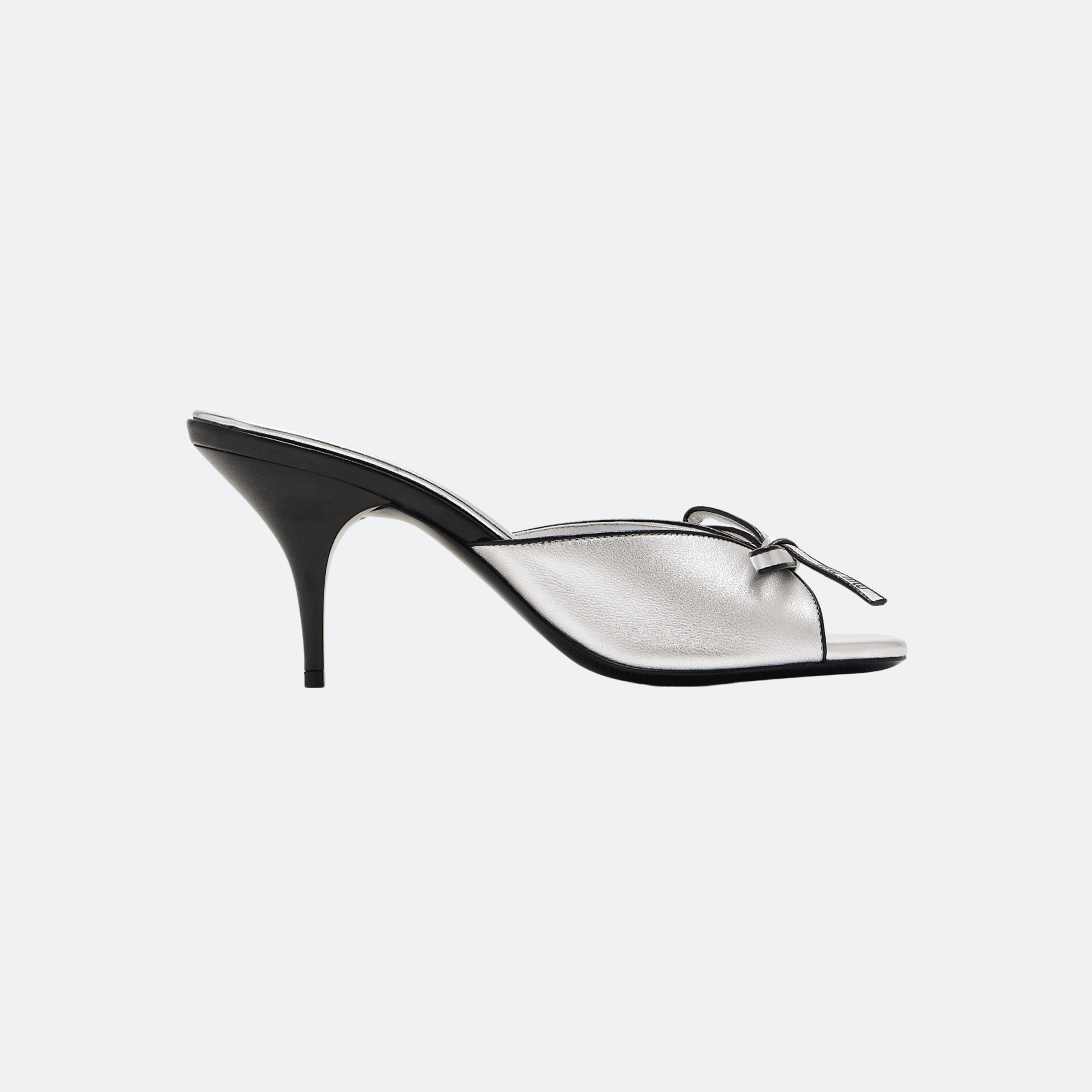 Miu Miu Mordoré 75mm Bow Nappa Leather Sandals for Women - Silver
