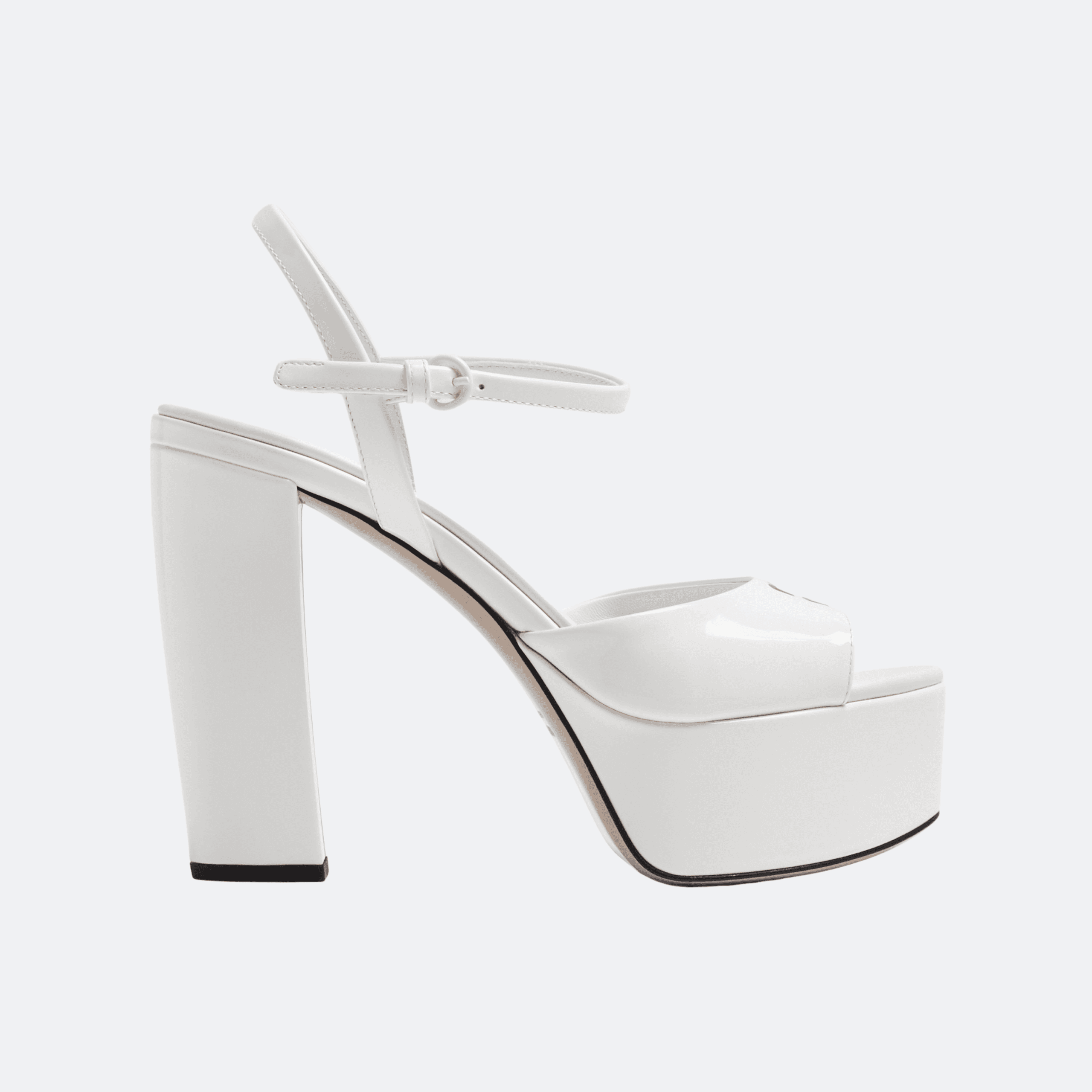 Miu Miu Patent Leather Platform Sandals for Women - White