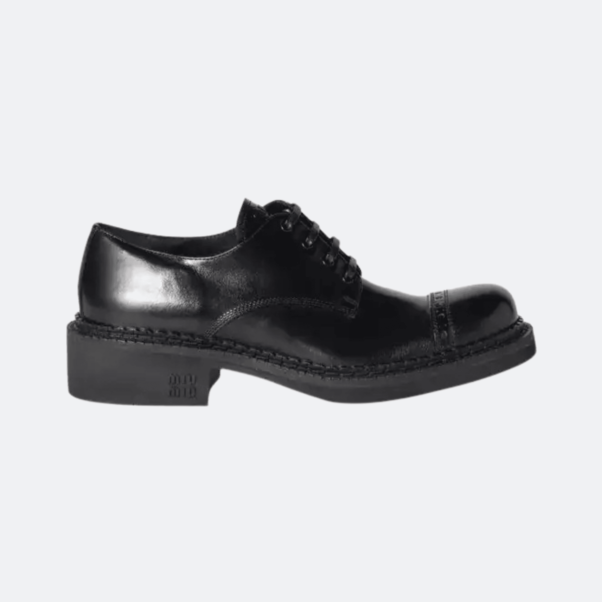 Miu Miu Round Toe Brogues For Women - Black