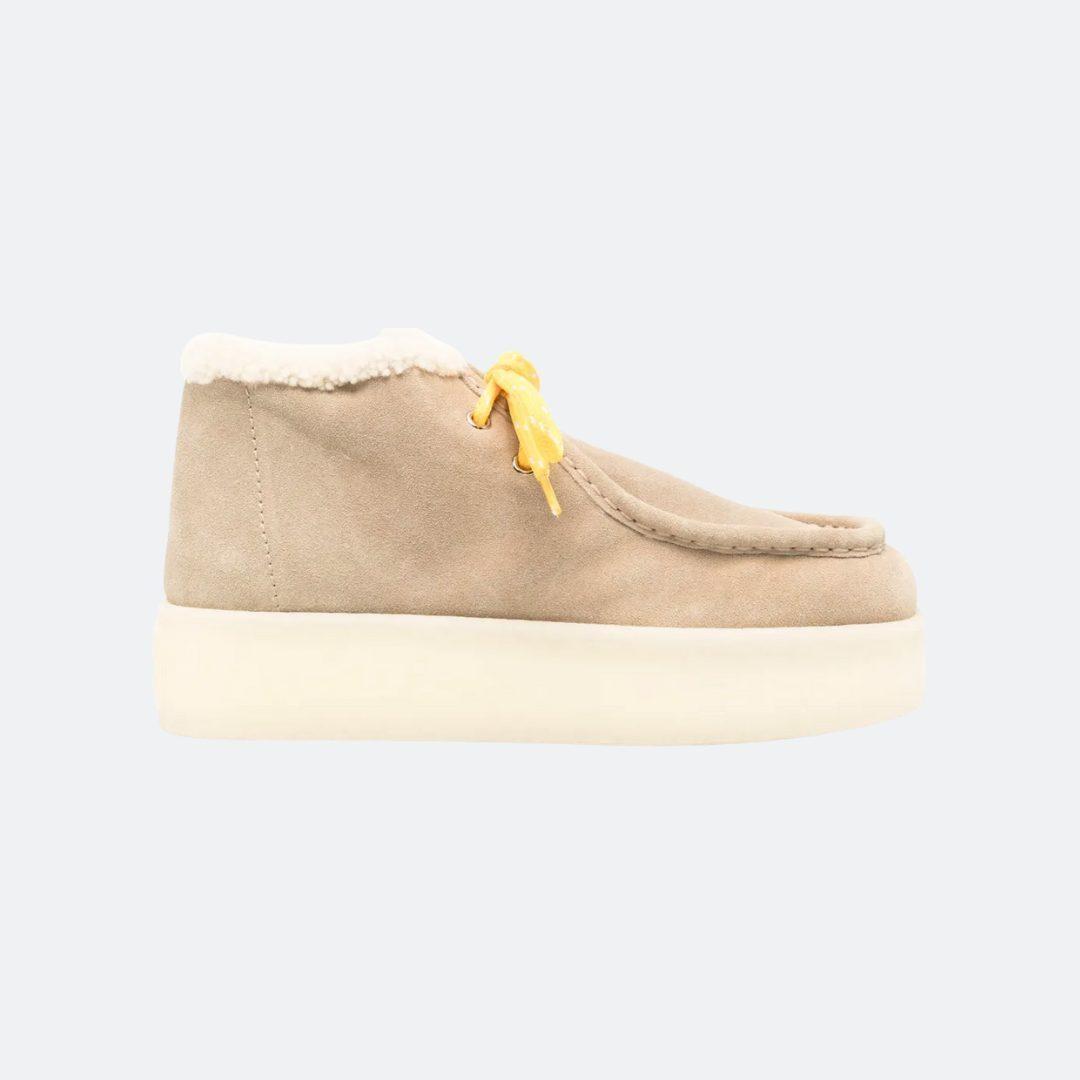 Miu Miu Shearling-lined Suede Beige Women Boots