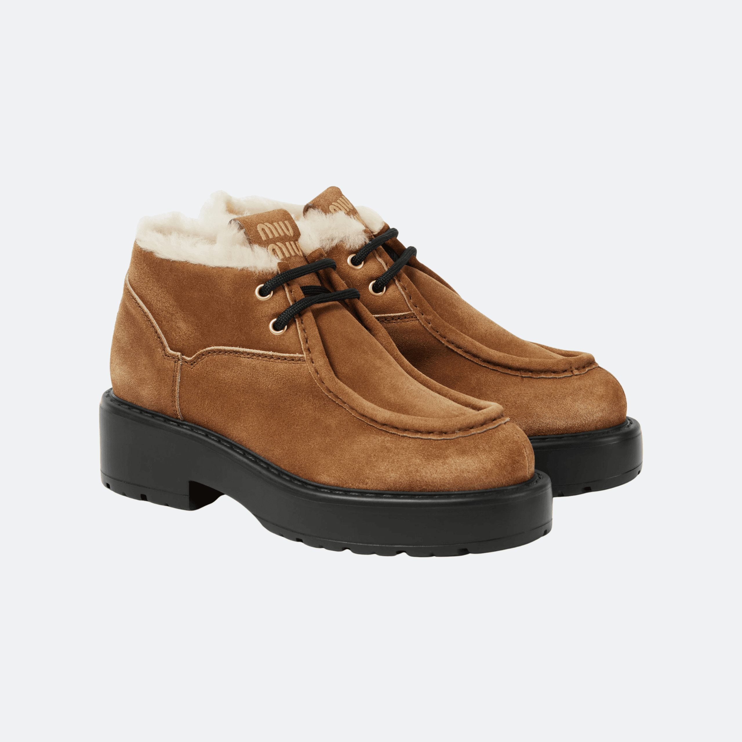 Miu Miu Suede And Shearling Booties for Women - Brown alternate