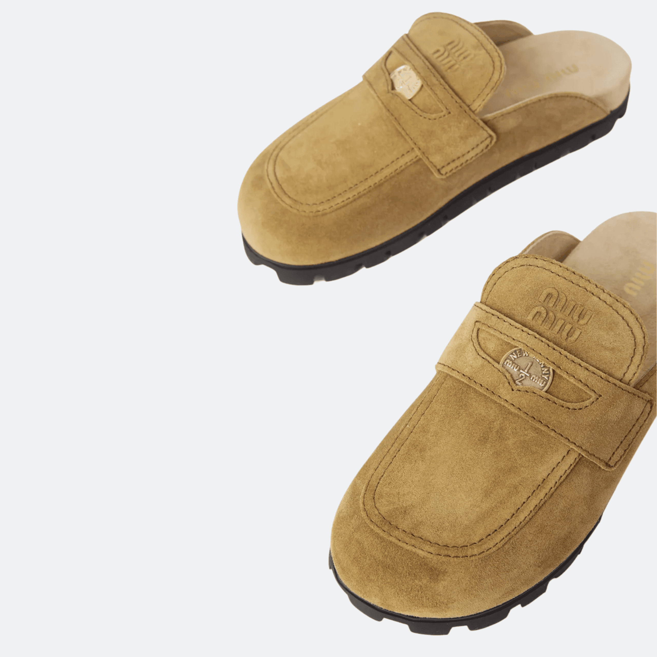 Miu Miu Suede Mules For Women - Tan alternate