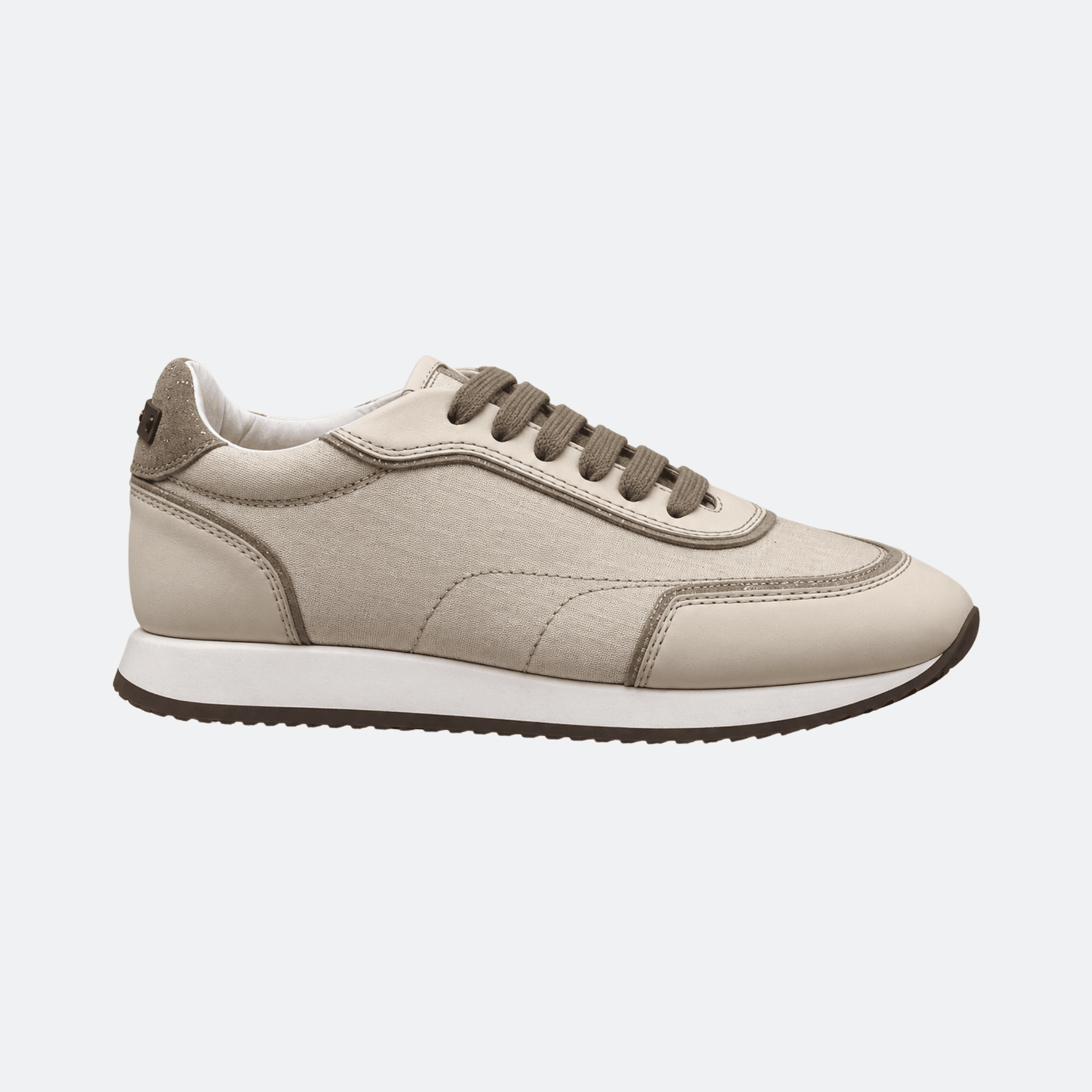 Peserico Leather And Fabric Sneakers for Women - Beige