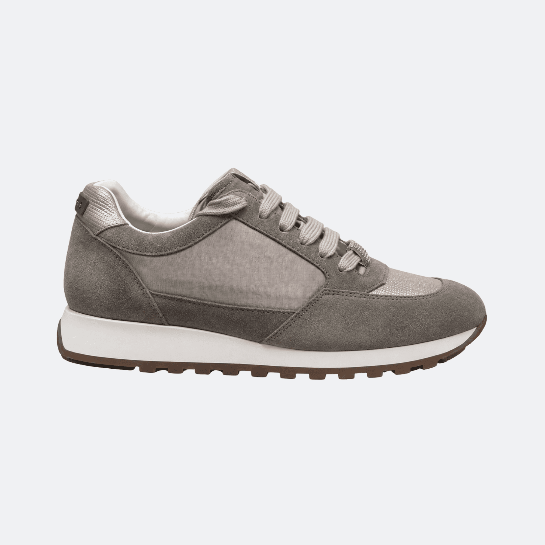 Peserico Metallic Panel Low-Top Sneakers With Suede And Leather Details - Light Grey