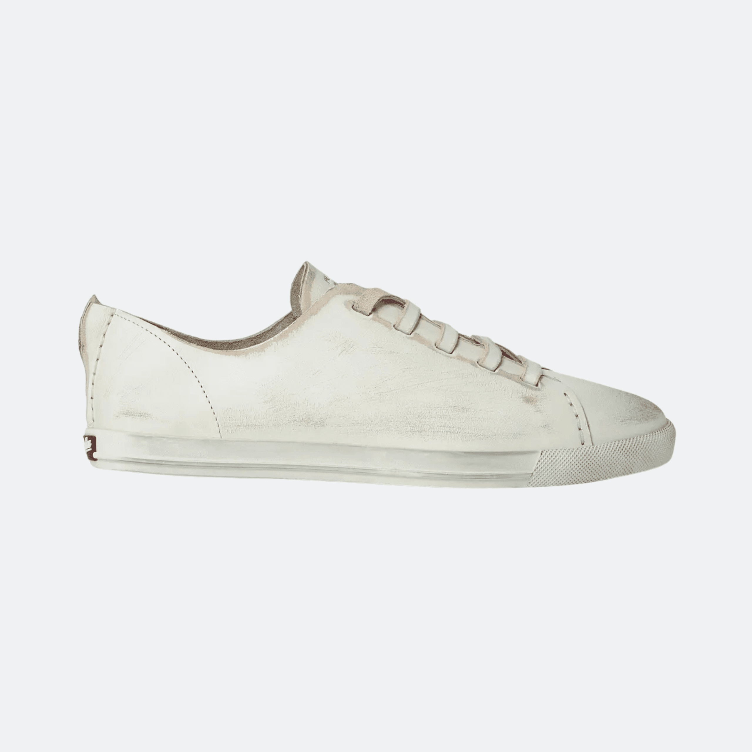 Prada Antiqued Leather Sneakers For Women - Ivory